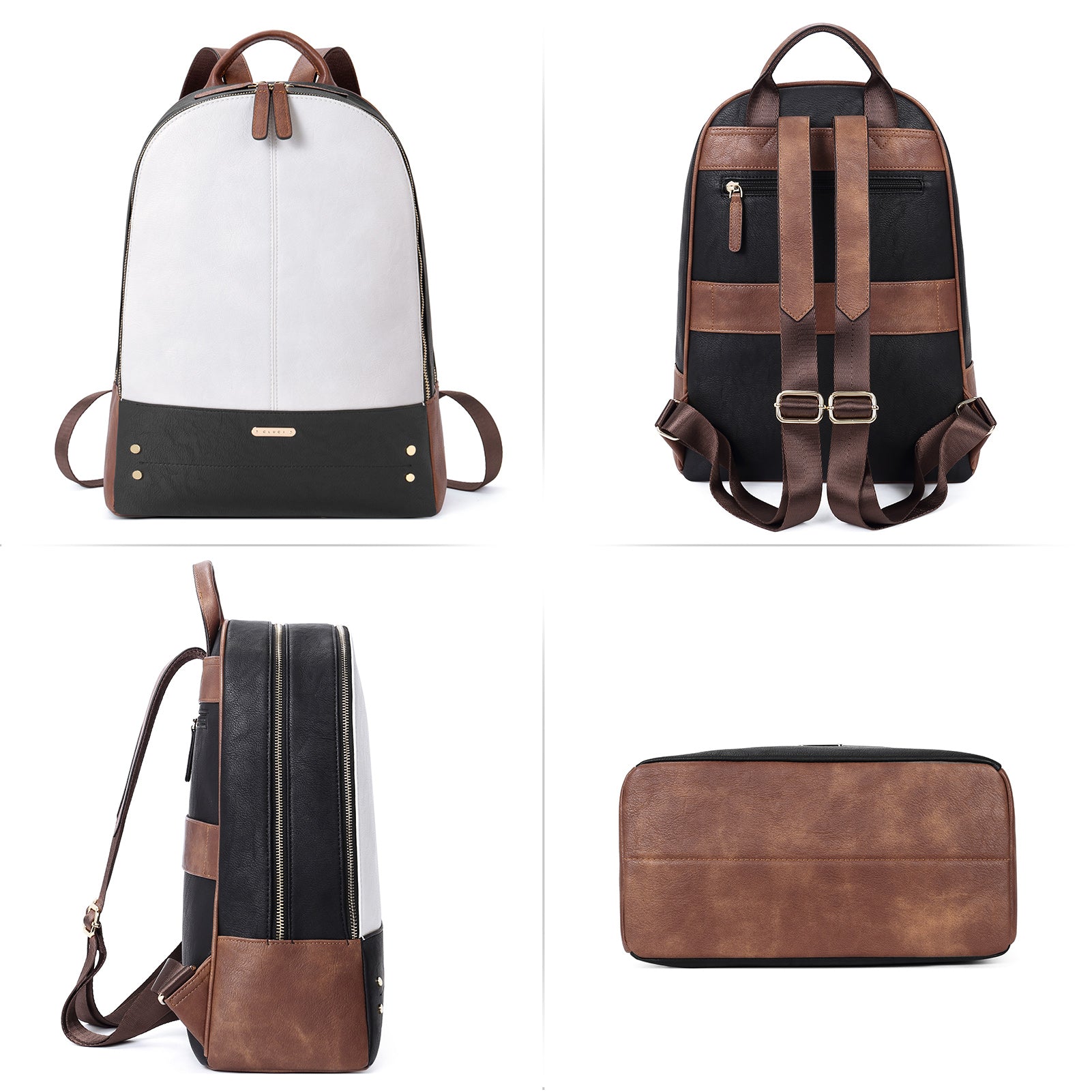 CLUCI Laptop Backpack for Women Leather 15.6 inch Computer Backpack Travel Business Vintage Large College Bag