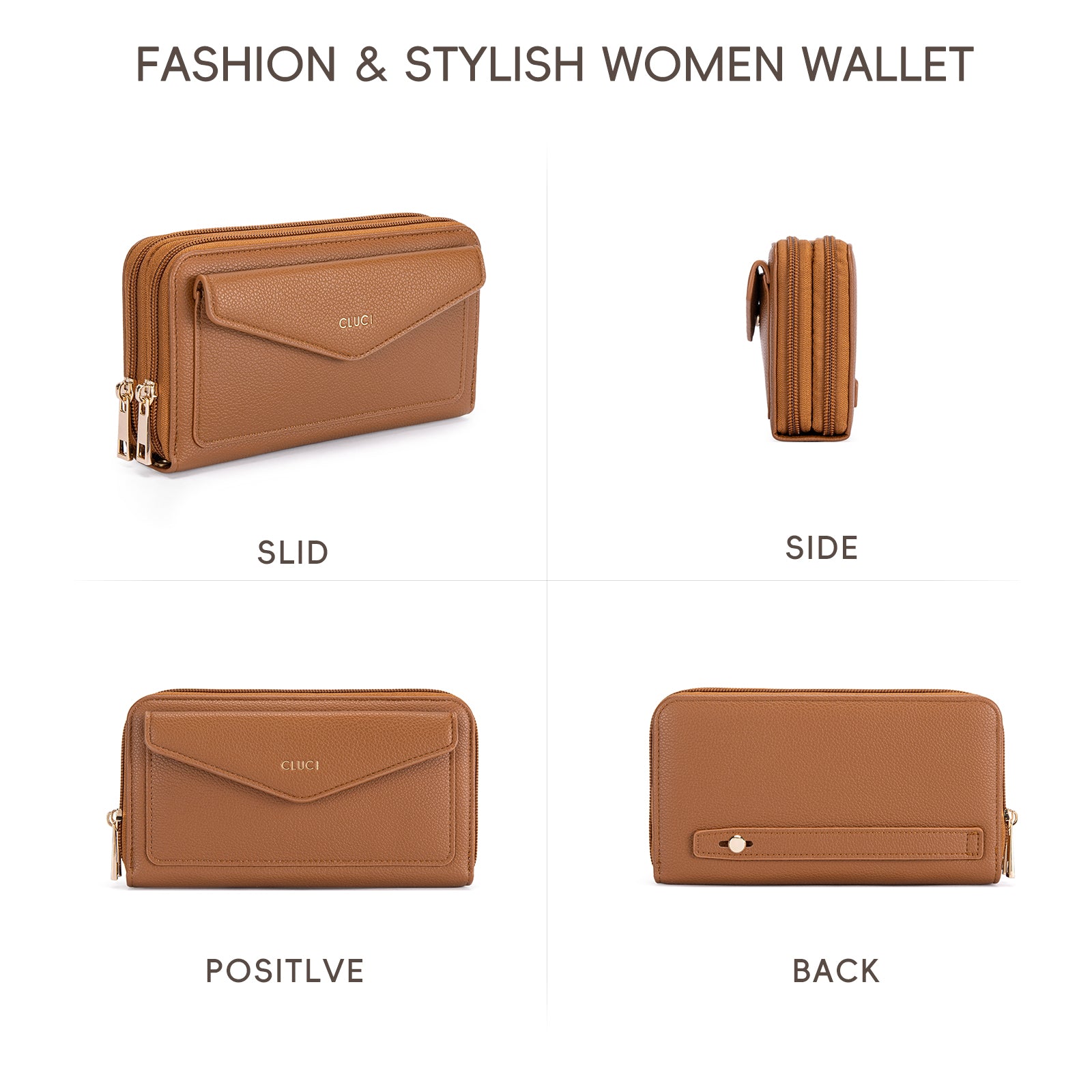 CLUCI Wallet Women Large Capacity Wristlet Purse for Women Long Ladies Wallet RFID Blocking Multi Credit Card Holder