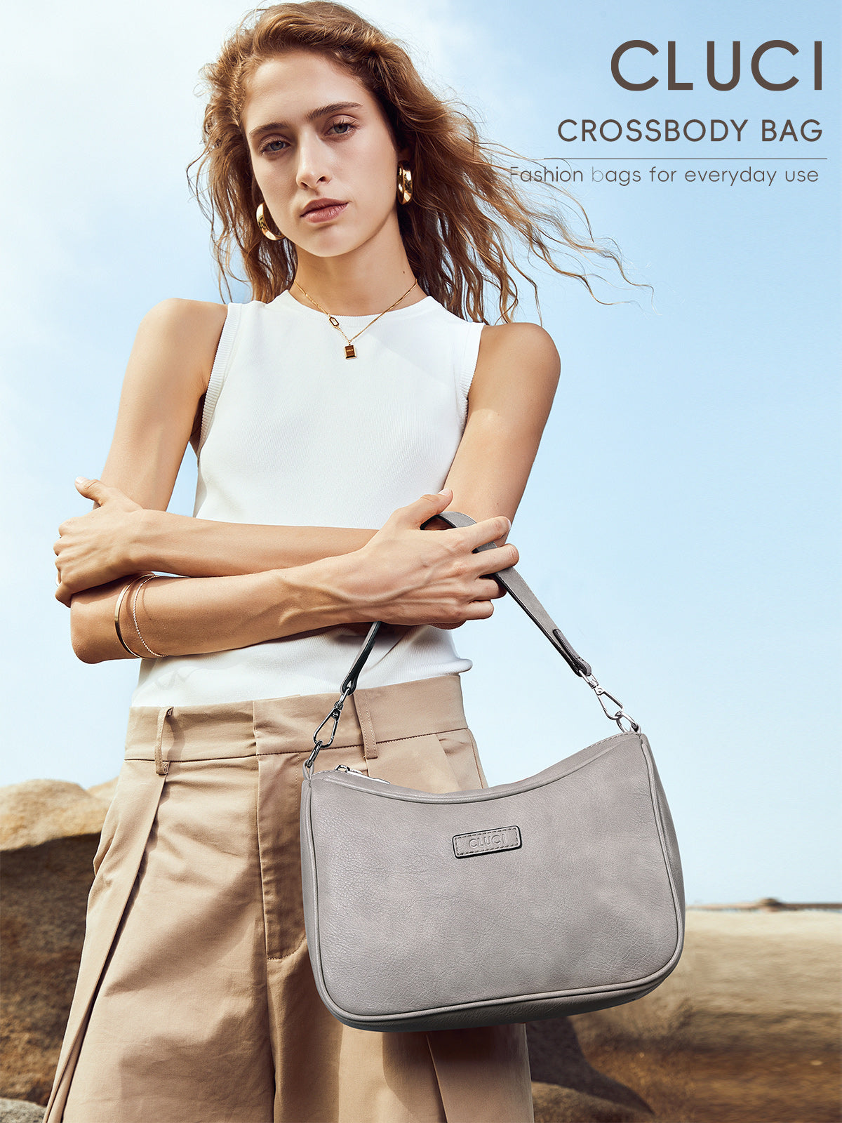 Small Crossbody Purses for Women Vegan Leather with 2 Wide Straps