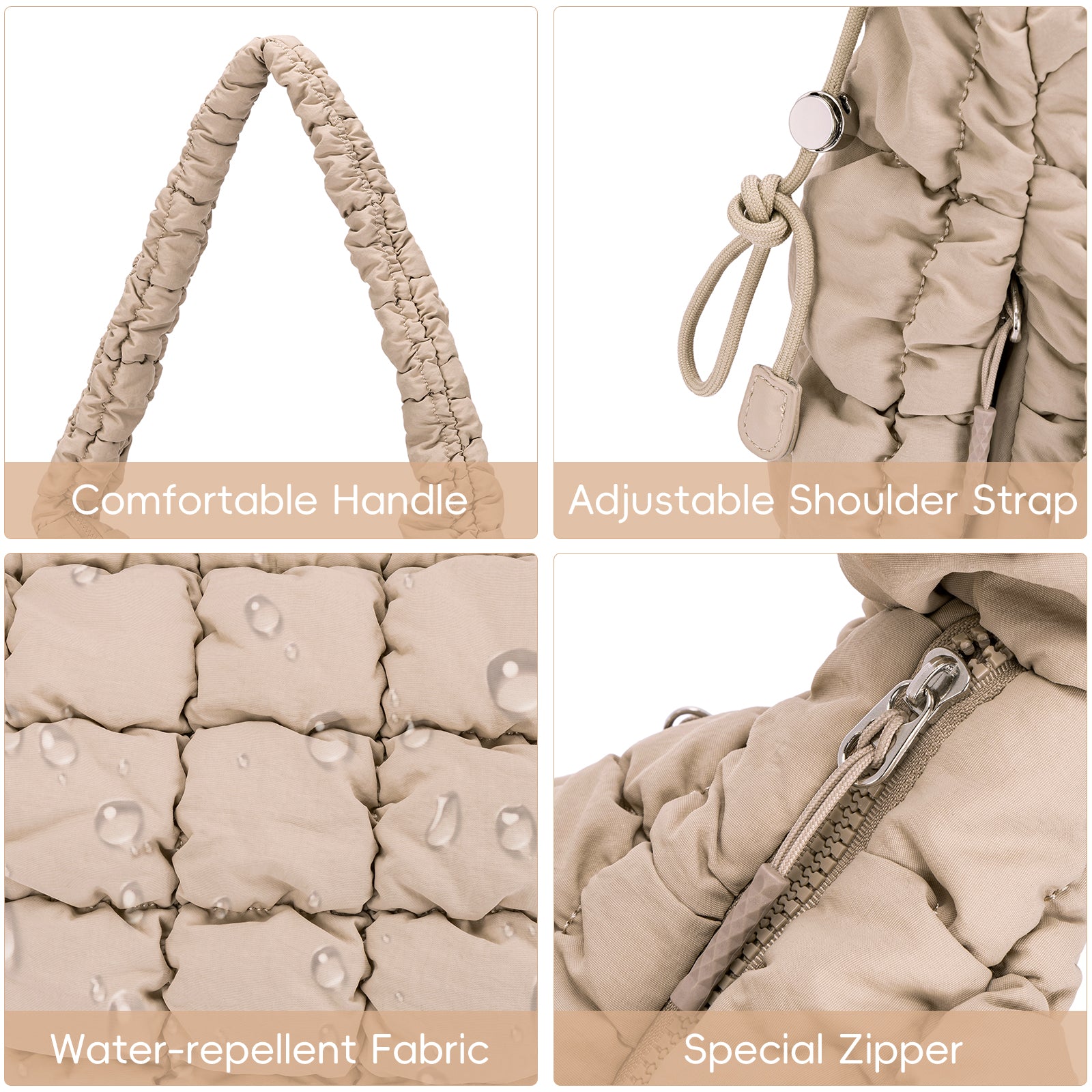 CLUCI Large Lightweight Quilted  Puffer Tote Bag for Women