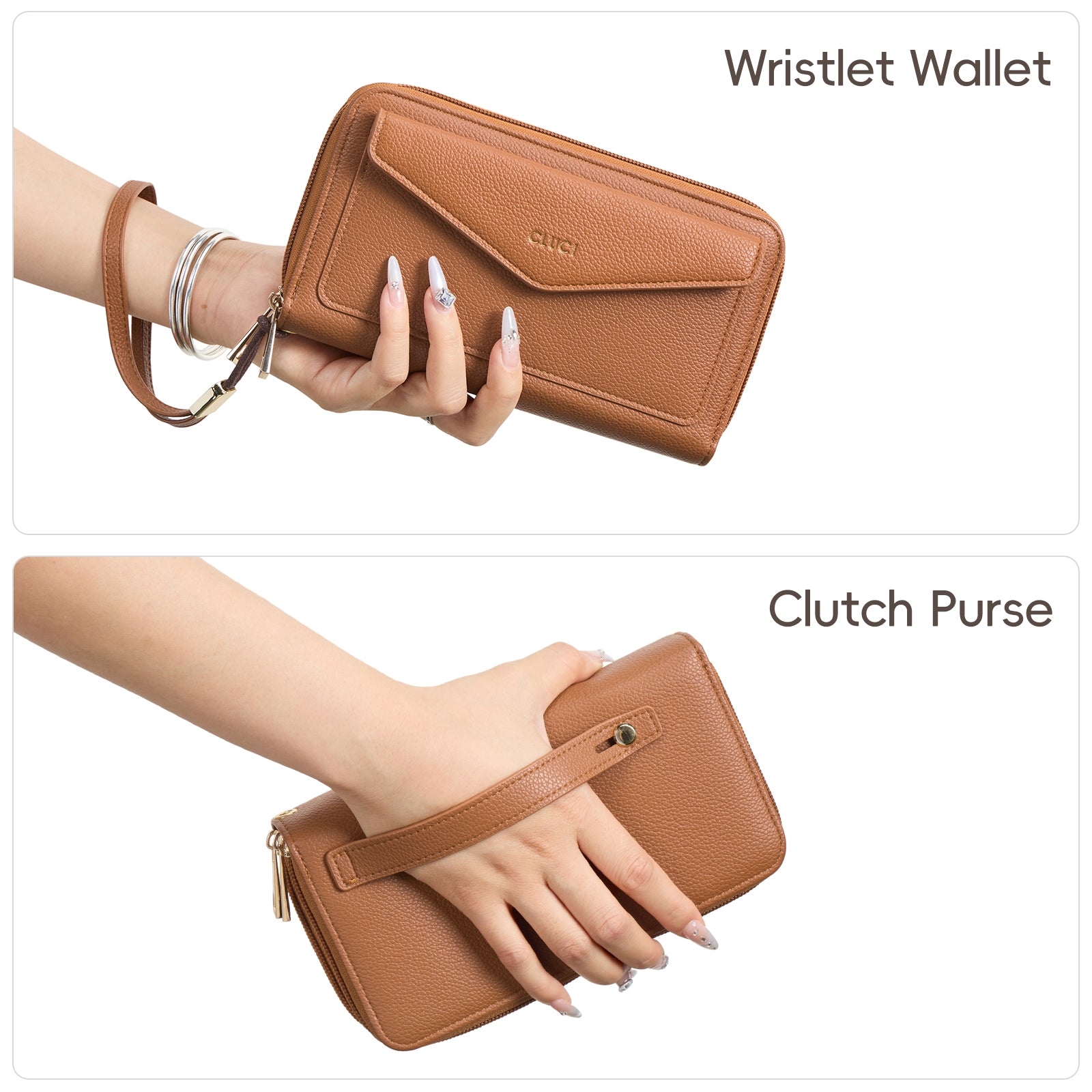 CLUCI Wallet Women Large Capacity Wristlet Purse for Women Long Ladies Wallet RFID Blocking Multi Credit Card Holder