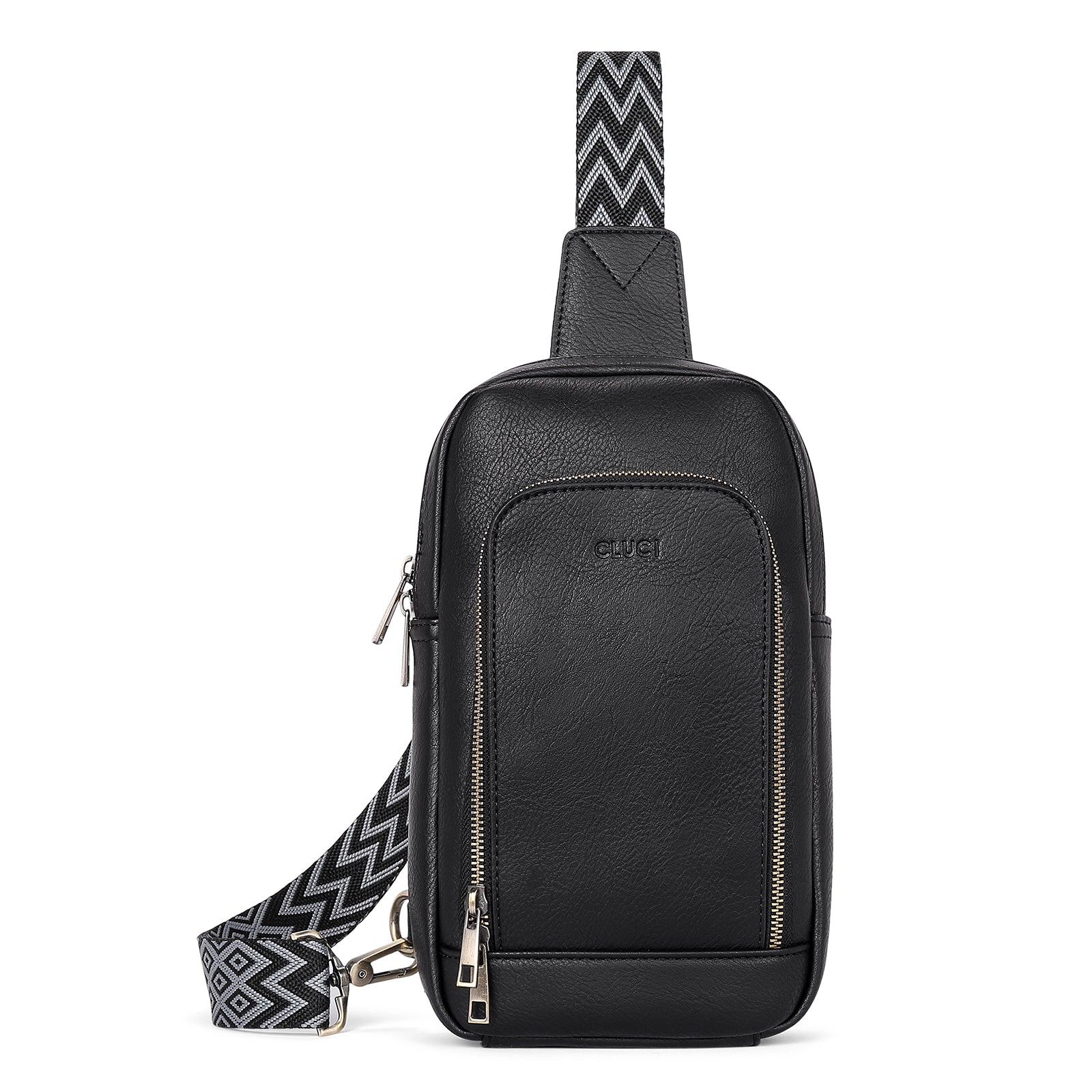 CLUCI Large PU Leather Crossbody Sling Bag for Women Travel Hiking Cycling