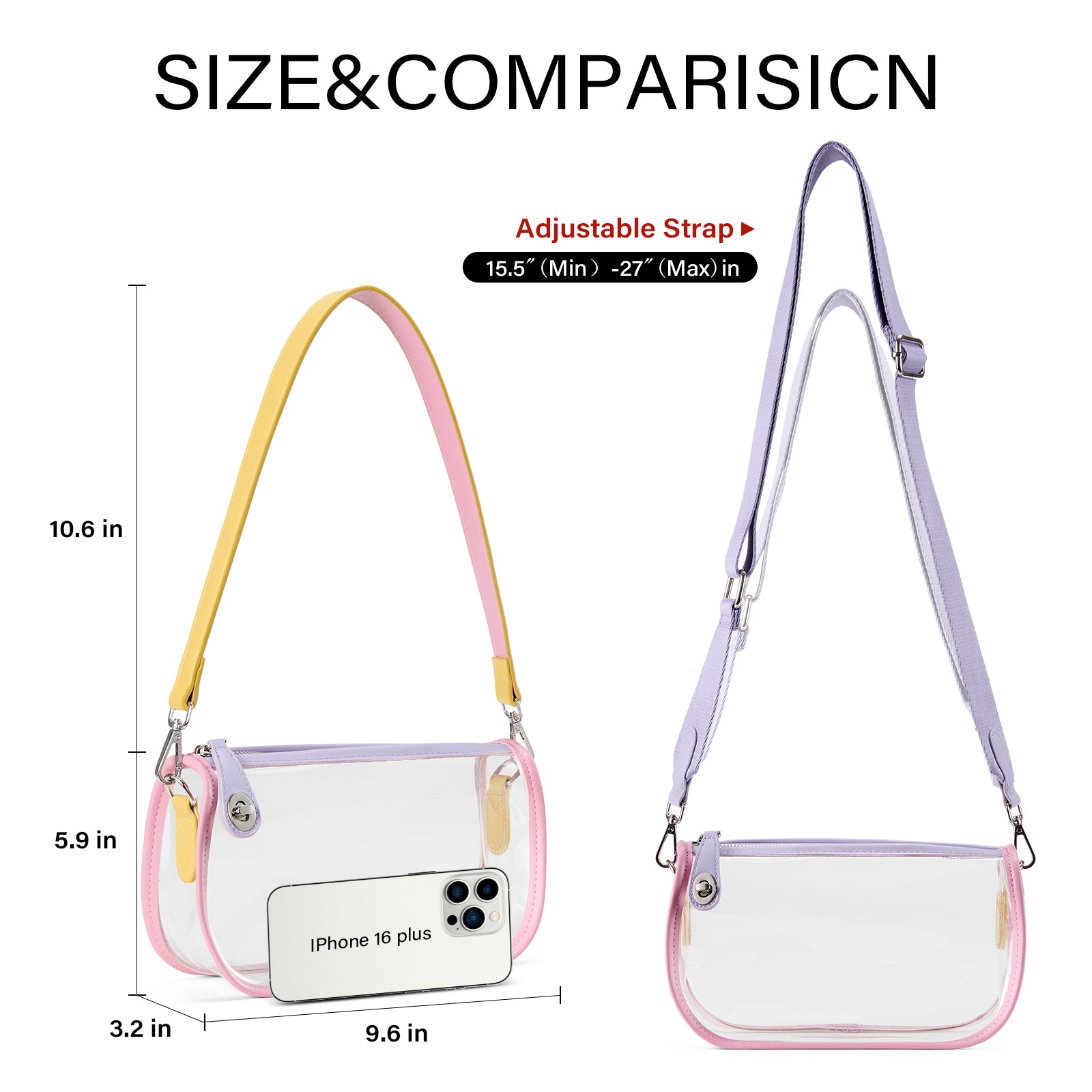 CLUCI Clear Purse Crossbody Bags for Concerts Sports Events Festivals