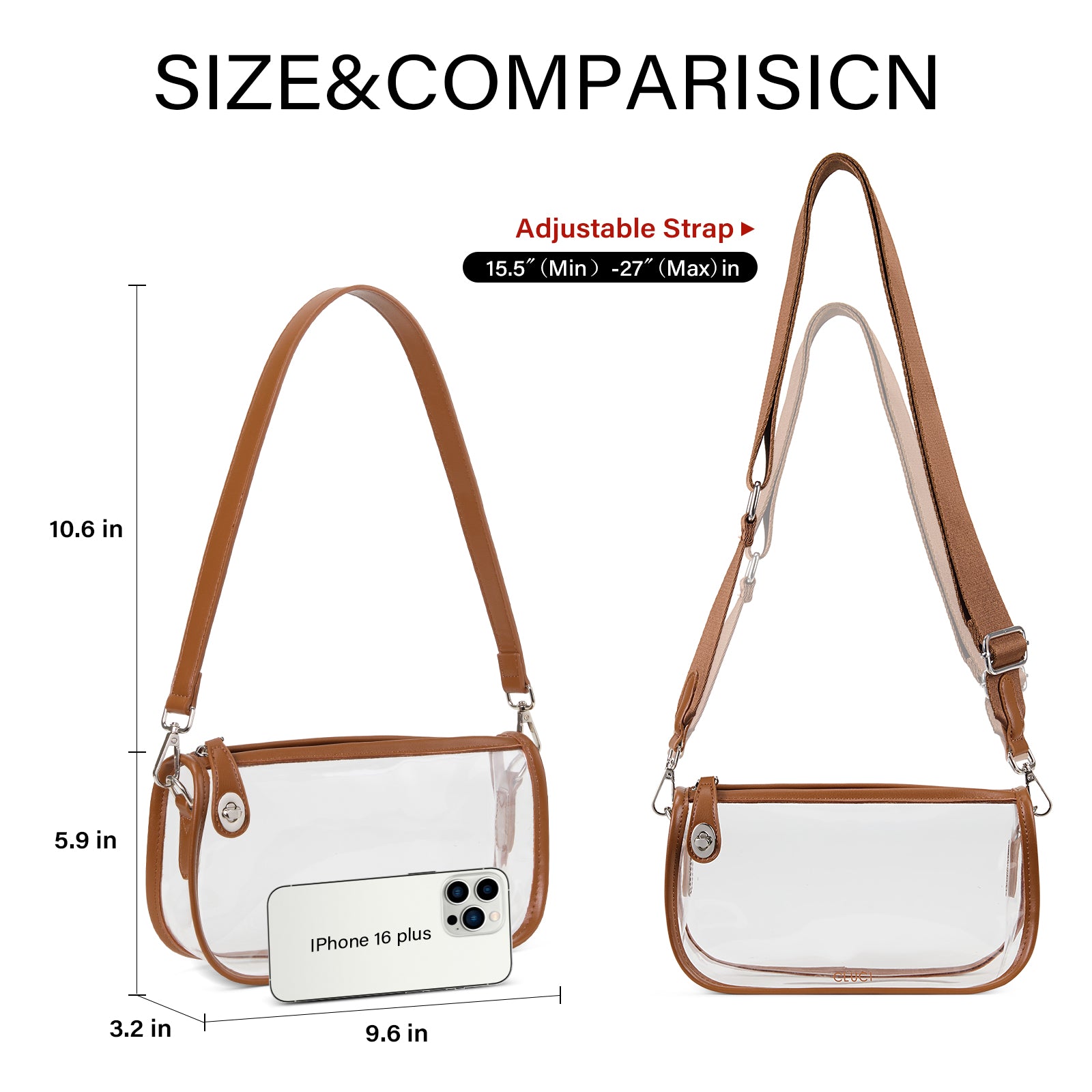 CLUCI Clear Purse Crossbody Bags for Concerts Sports Events Festivals