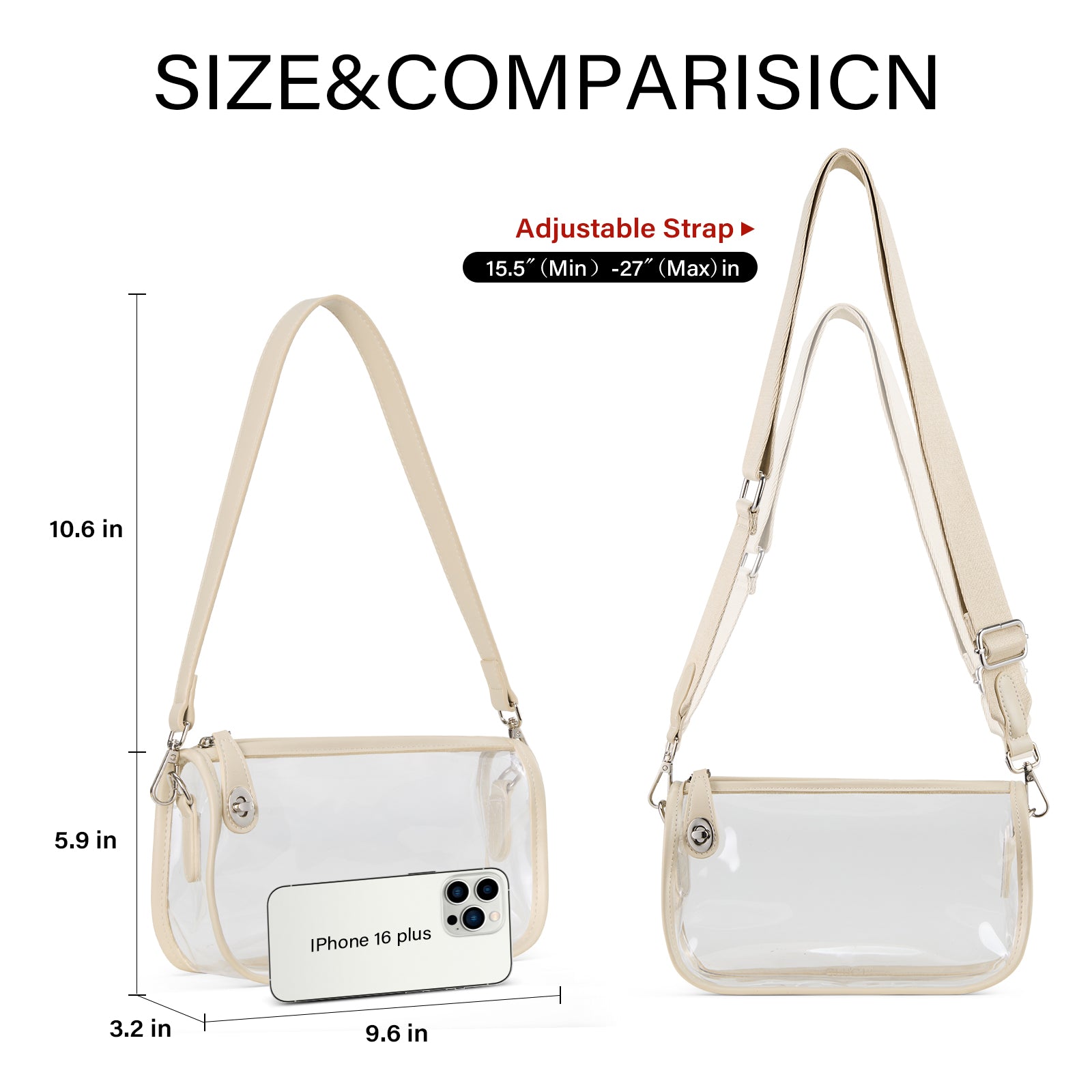 CLUCI Clear Purse Crossbody Bags for Concerts Sports Events Festivals