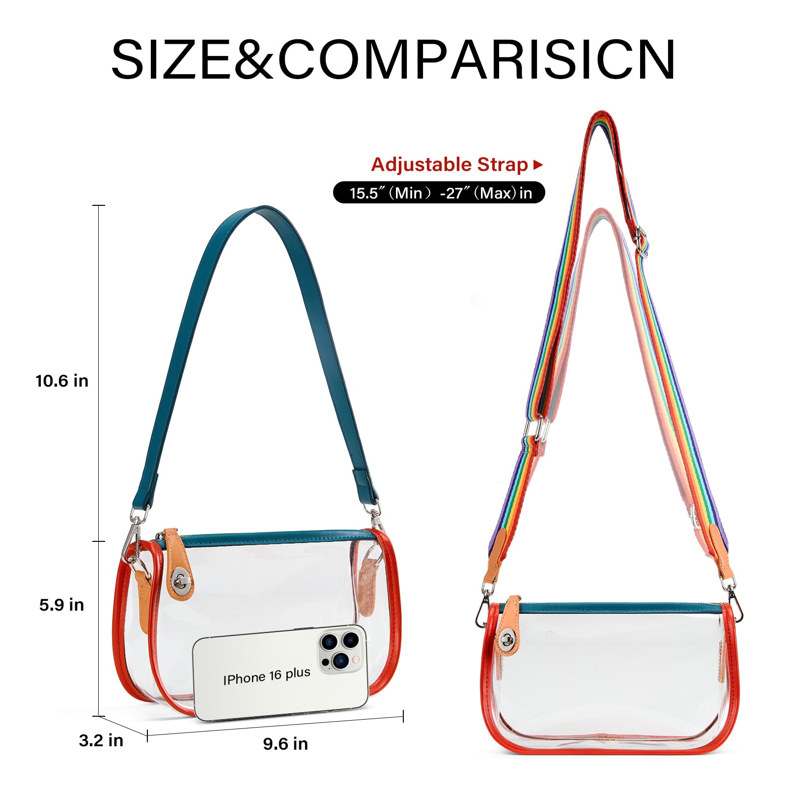 CLUCI Clear Purse Crossbody Bags for Concerts Sports Events Festivals