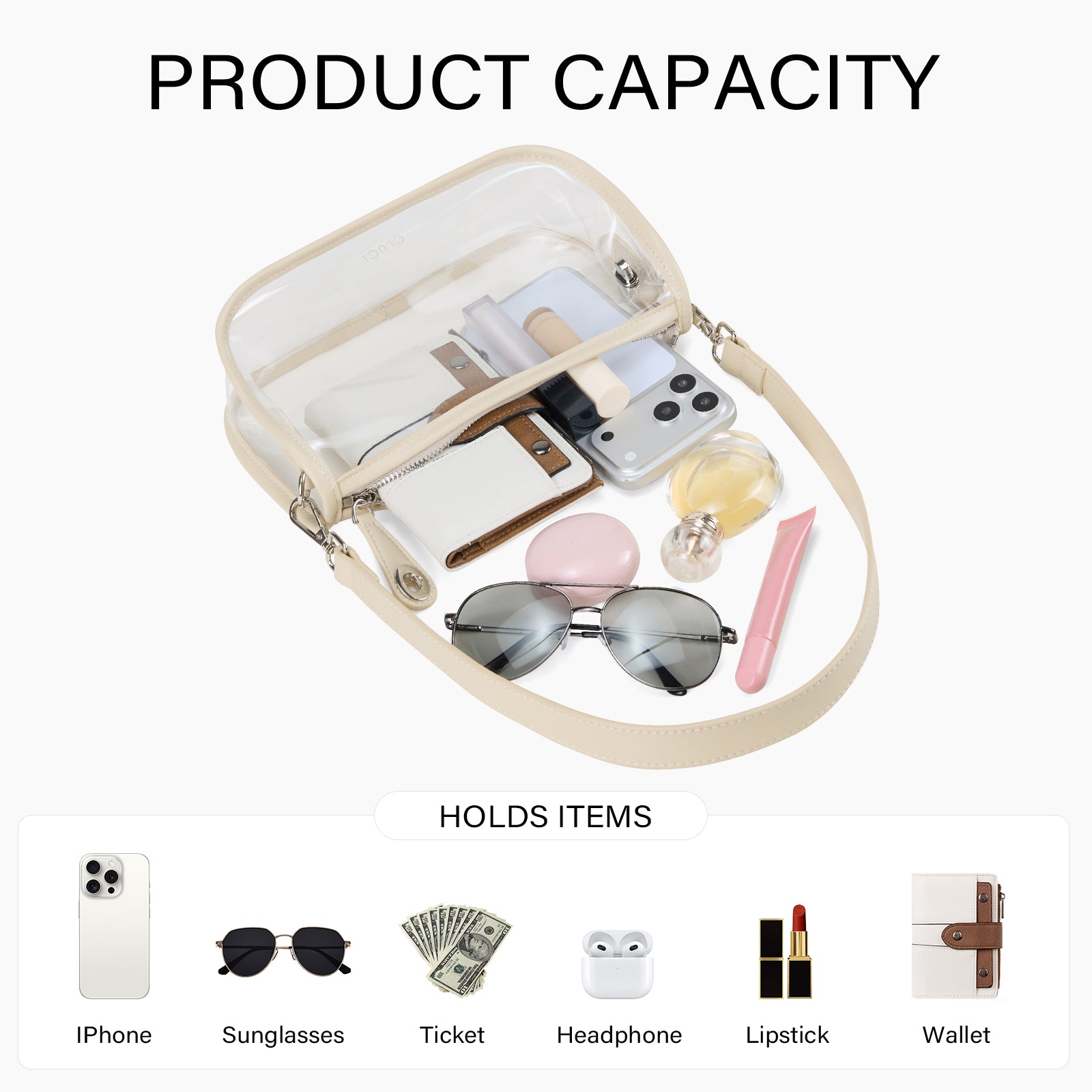 CLUCI Clear Purse Crossbody Bags for Concerts Sports Events Festivals
