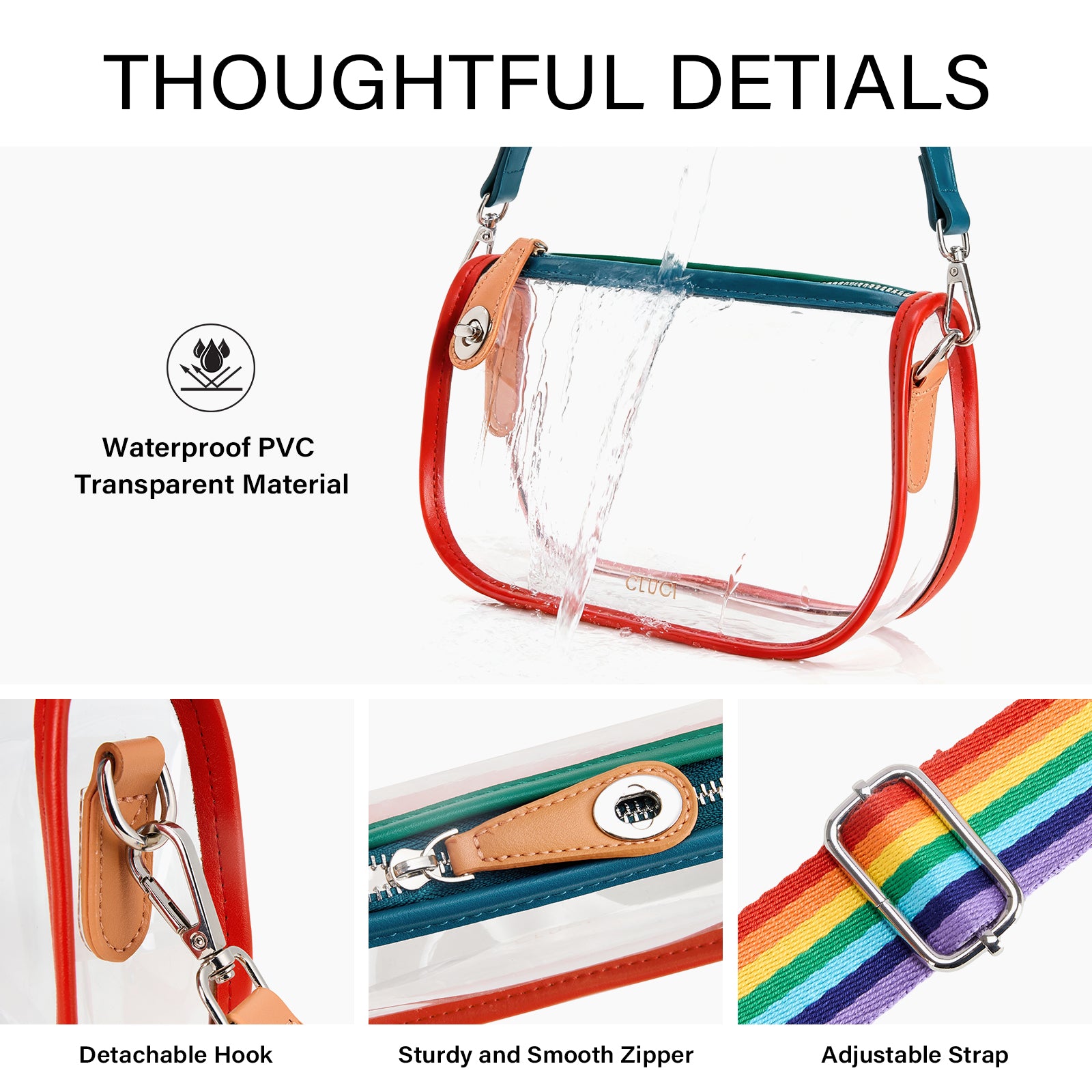 CLUCI Clear Purse Crossbody Bags for Concerts Sports Events Festivals