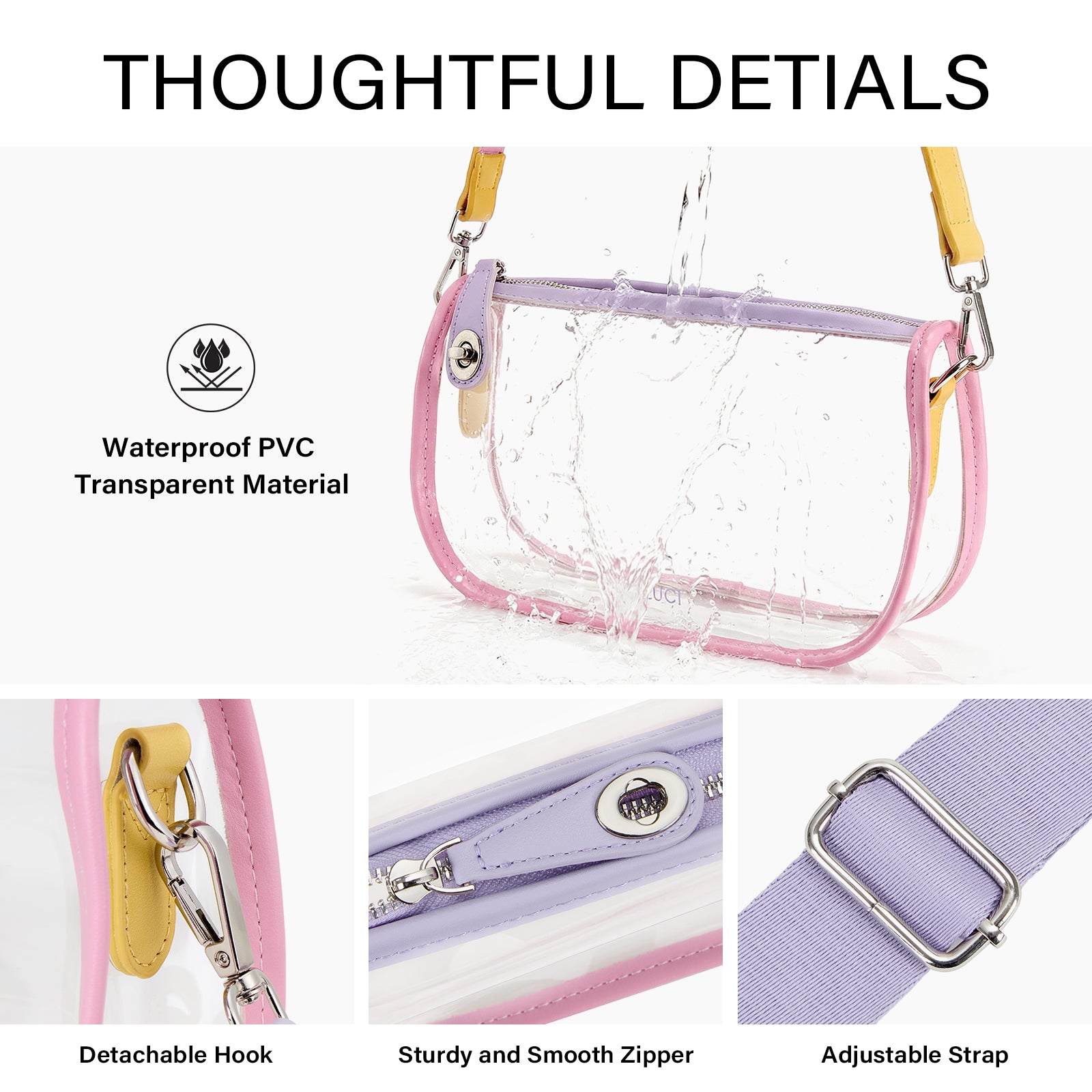 CLUCI Clear Purse Crossbody Bags for Concerts Sports Events Festivals