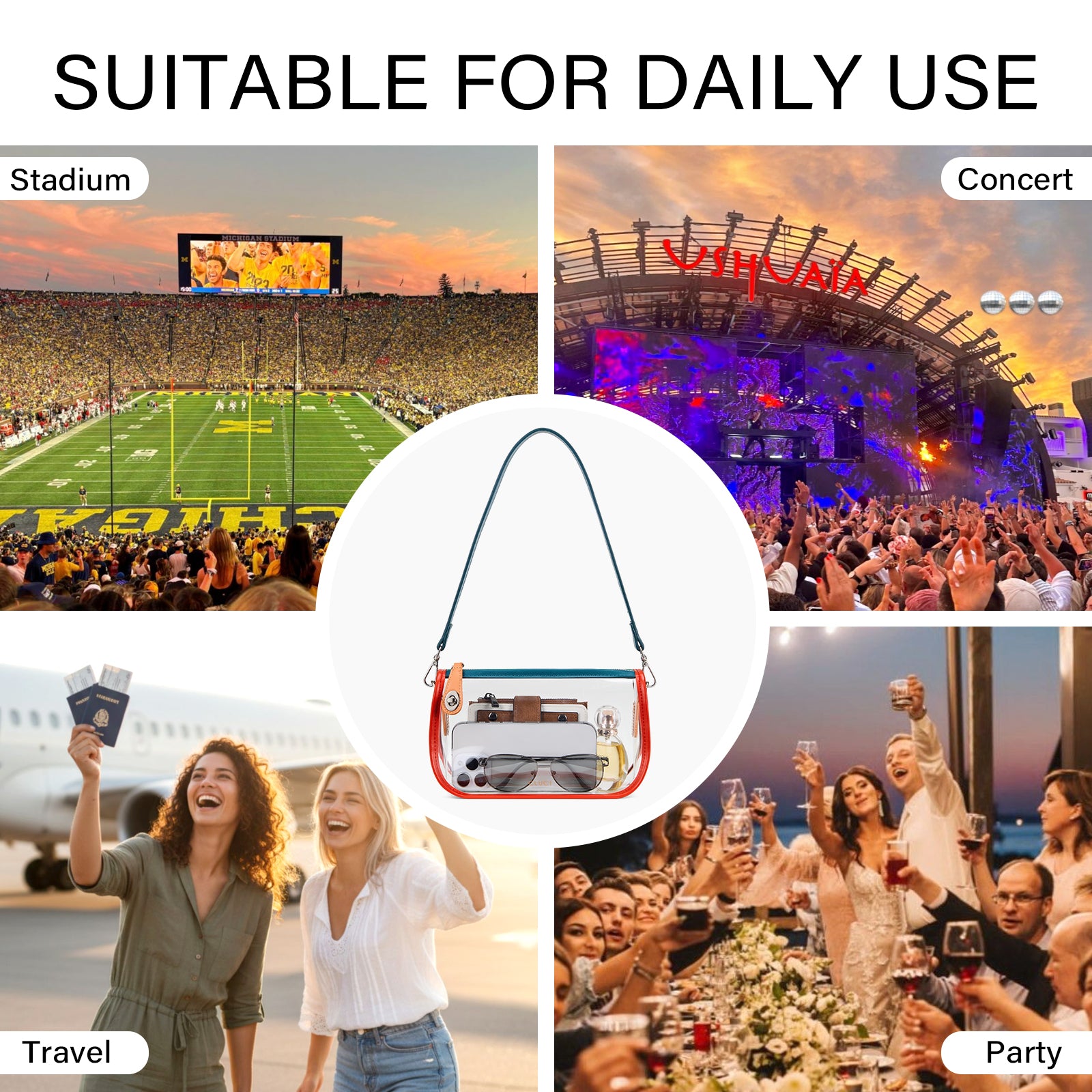 CLUCI Clear Purse Crossbody Bags for Concerts Sports Events Festivals
