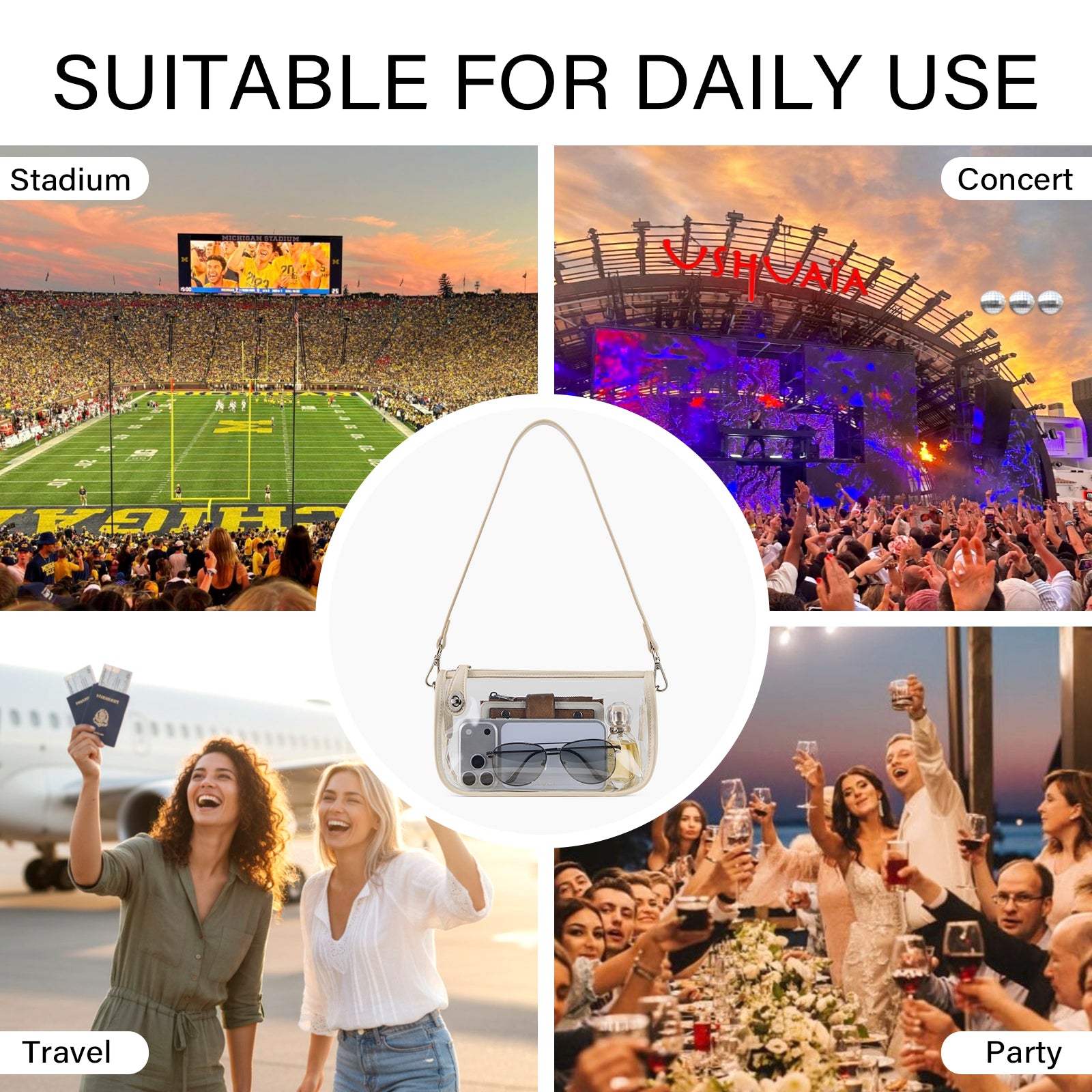 CLUCI Clear Purse Crossbody Bags for Concerts Sports Events Festivals