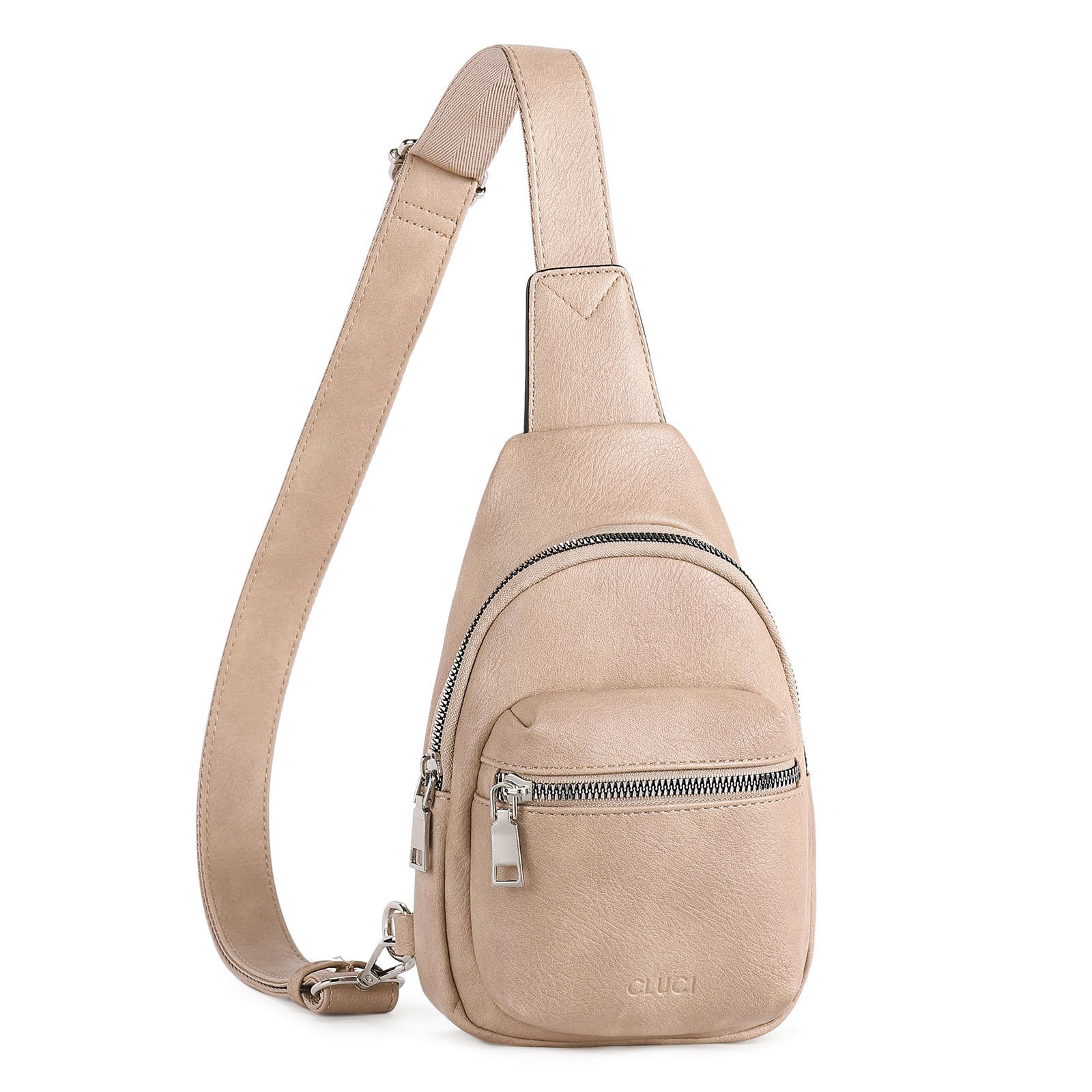 CLUCI Small Sling Bag Leather Crossbody Fanny Packs Trendy Women's Chest Bag