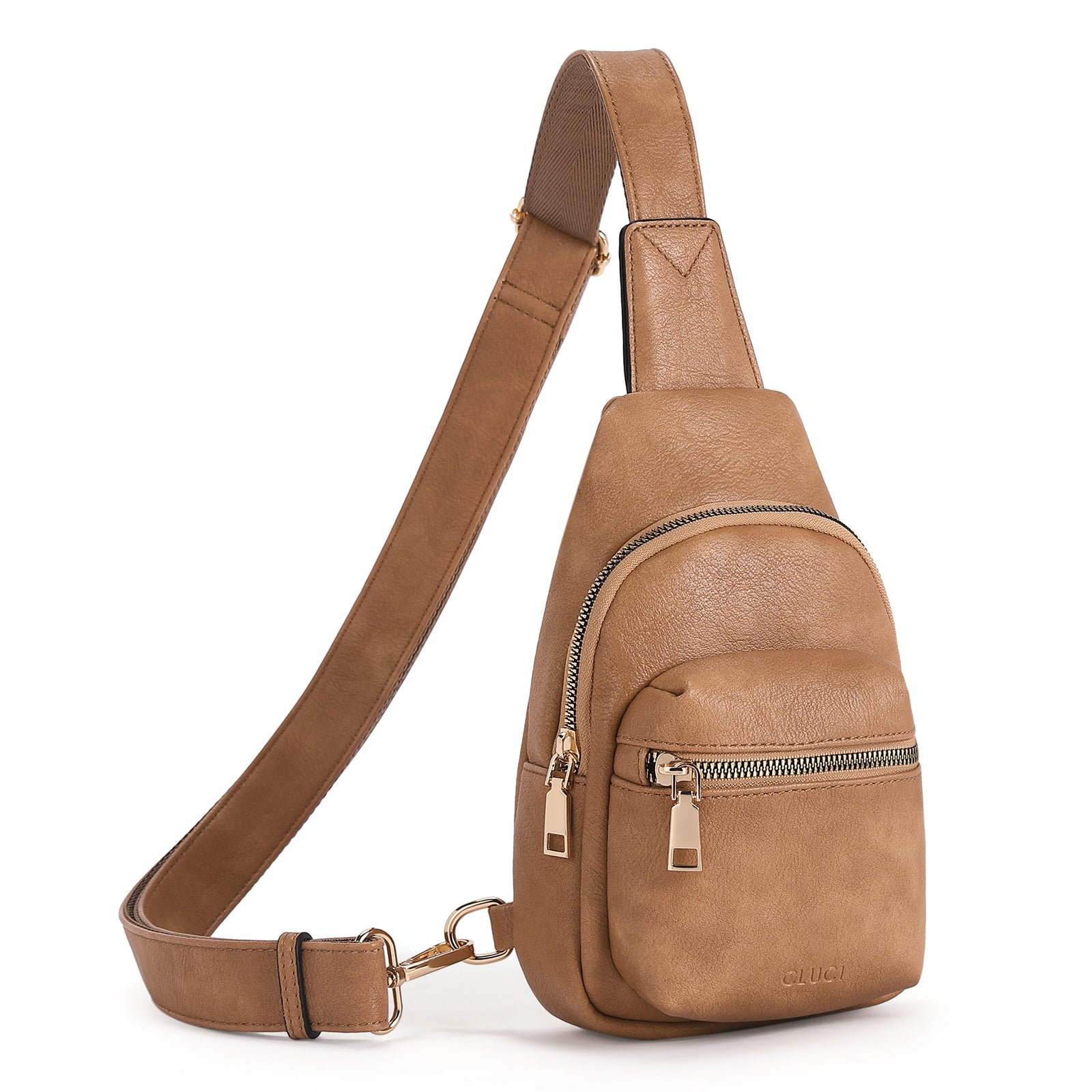 CLUCI Small Sling Bag Leather Crossbody Fanny Packs Trendy Women's Chest Bag