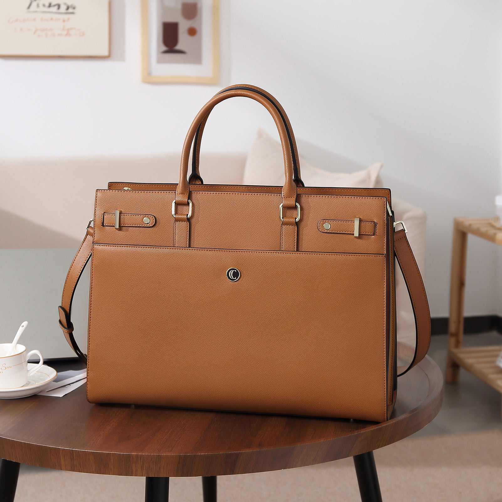 CLUCI Briefcase for Women Leather Laptop 15.6 Inch Business Ladies Work Computer Tote Bags