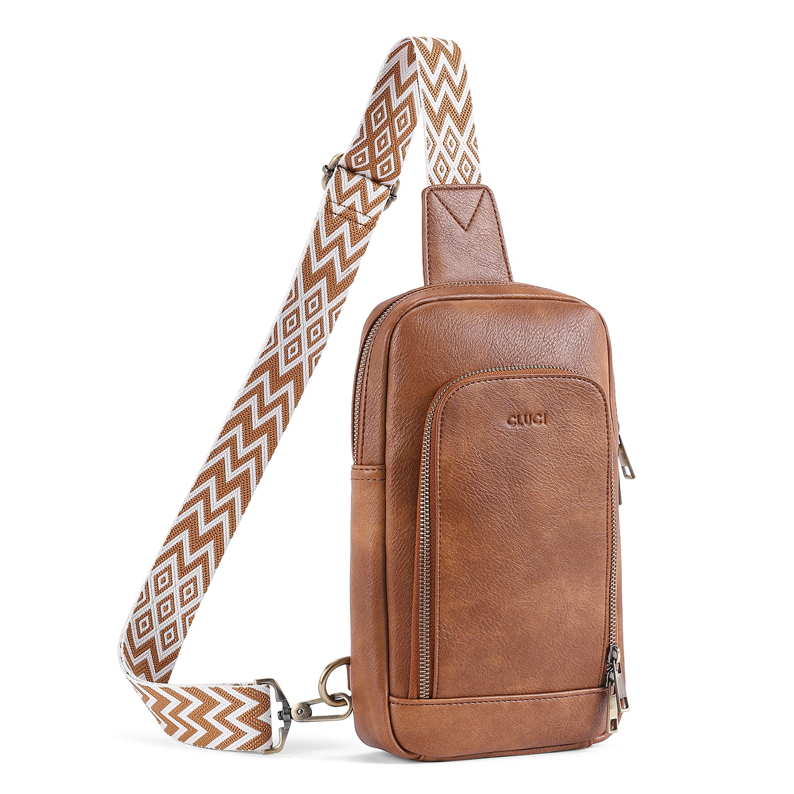 CLUCI Large PU Leather Crossbody Sling Bag for Women Travel Hiking Cycling