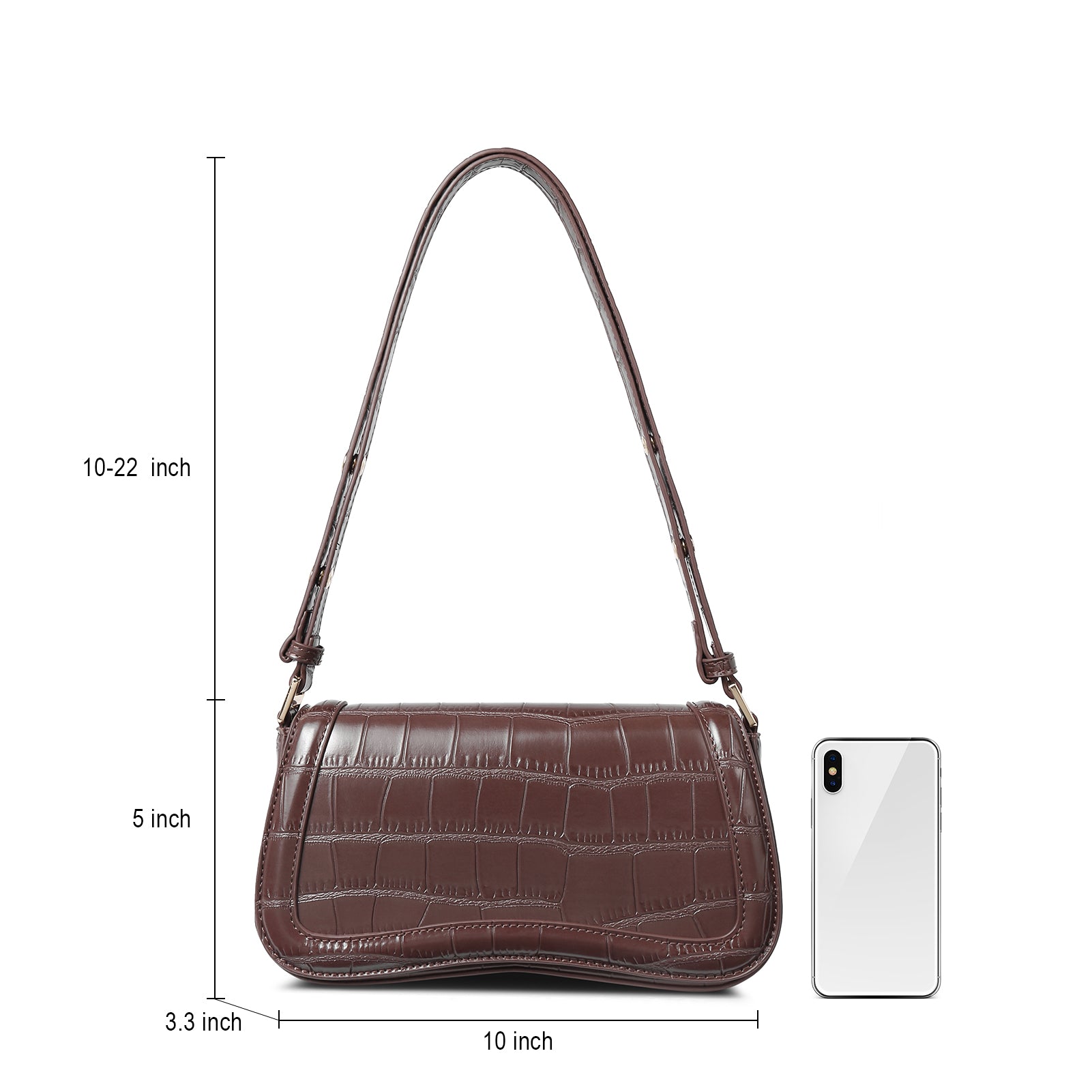 CLUCI Leather Shoulder Baguette Bags for Women