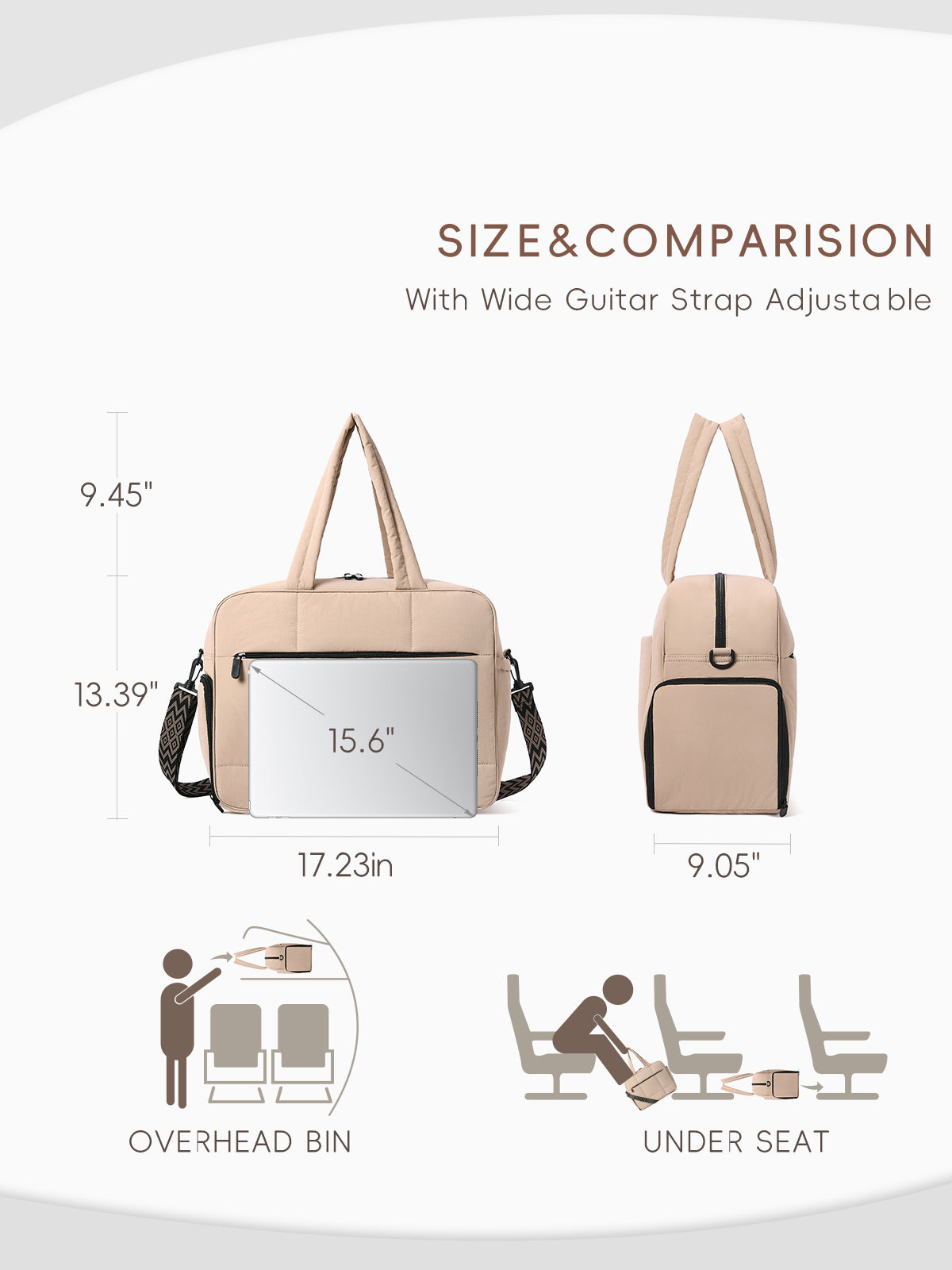 CLUCI Weekender Travel Bag for Women Puffer Tote Bag Carry On Duffle Overnight Bags with Shoe Compartment Black