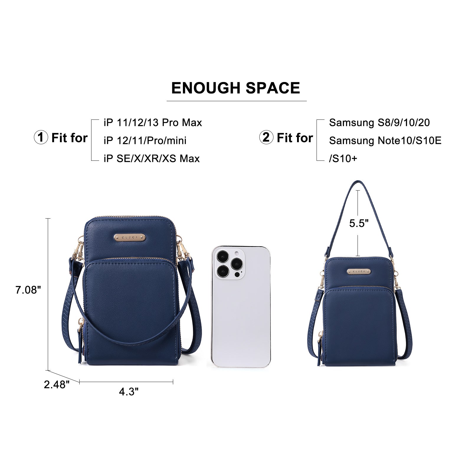CLUCI Small Crossbody Bag for Women Leather Cellphone Shoulder Purses Fashion Travel Designer Wallet
