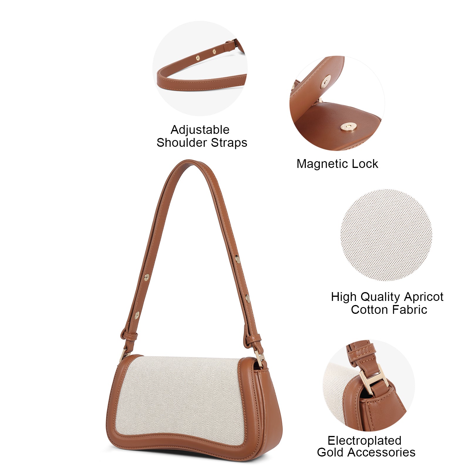 CLUCI Leather Shoulder Baguette Bags for Women