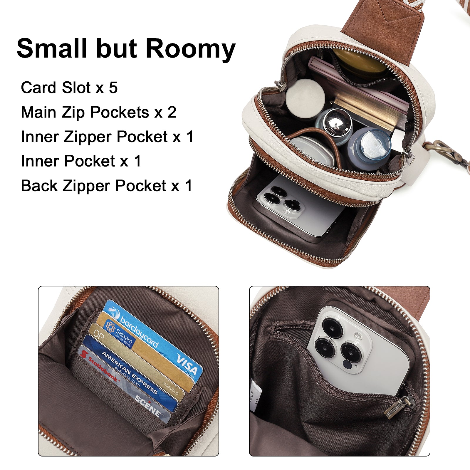CLUCI Large PU Leather Crossbody Sling Bag for Women Travel Hiking Cycling