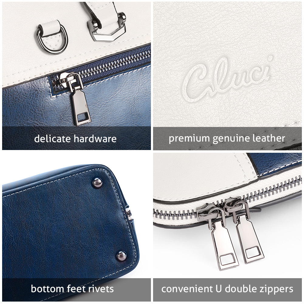 Claire Large Senior Leather Color Blocking Briefcase For Women