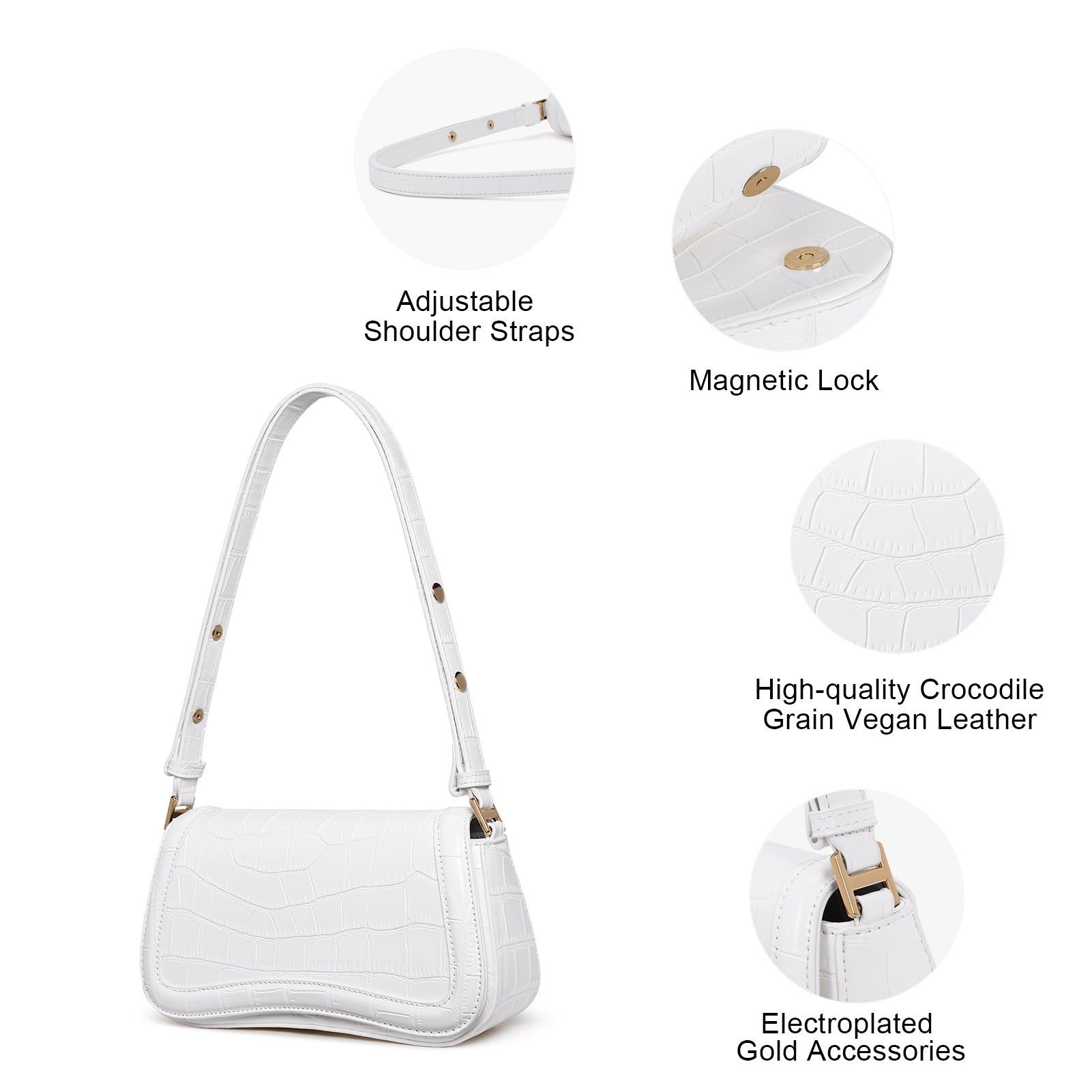 CLUCI Leather Shoulder Baguette Bags for Women