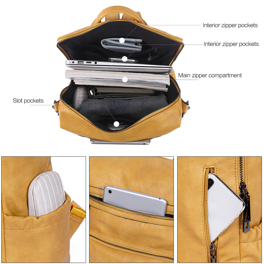 Greene Women's Leather Backpack Purse For Commuting | Two-Toned Vintage