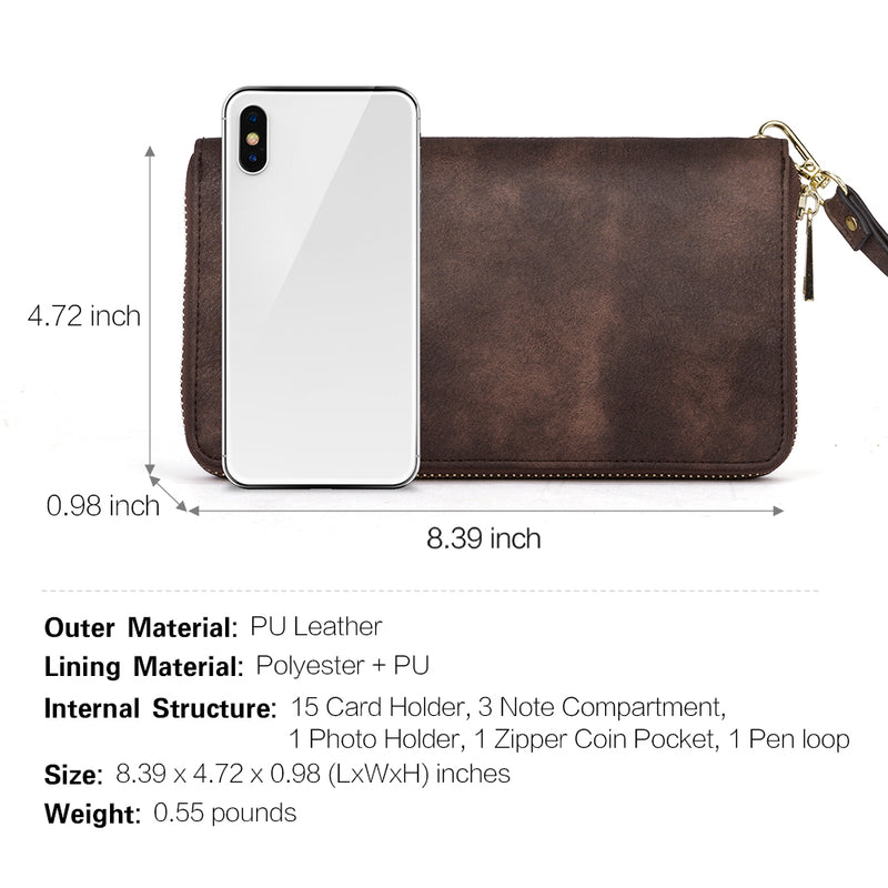 CLUCI Women Wallet Leather RFID Blocking With Wristlet