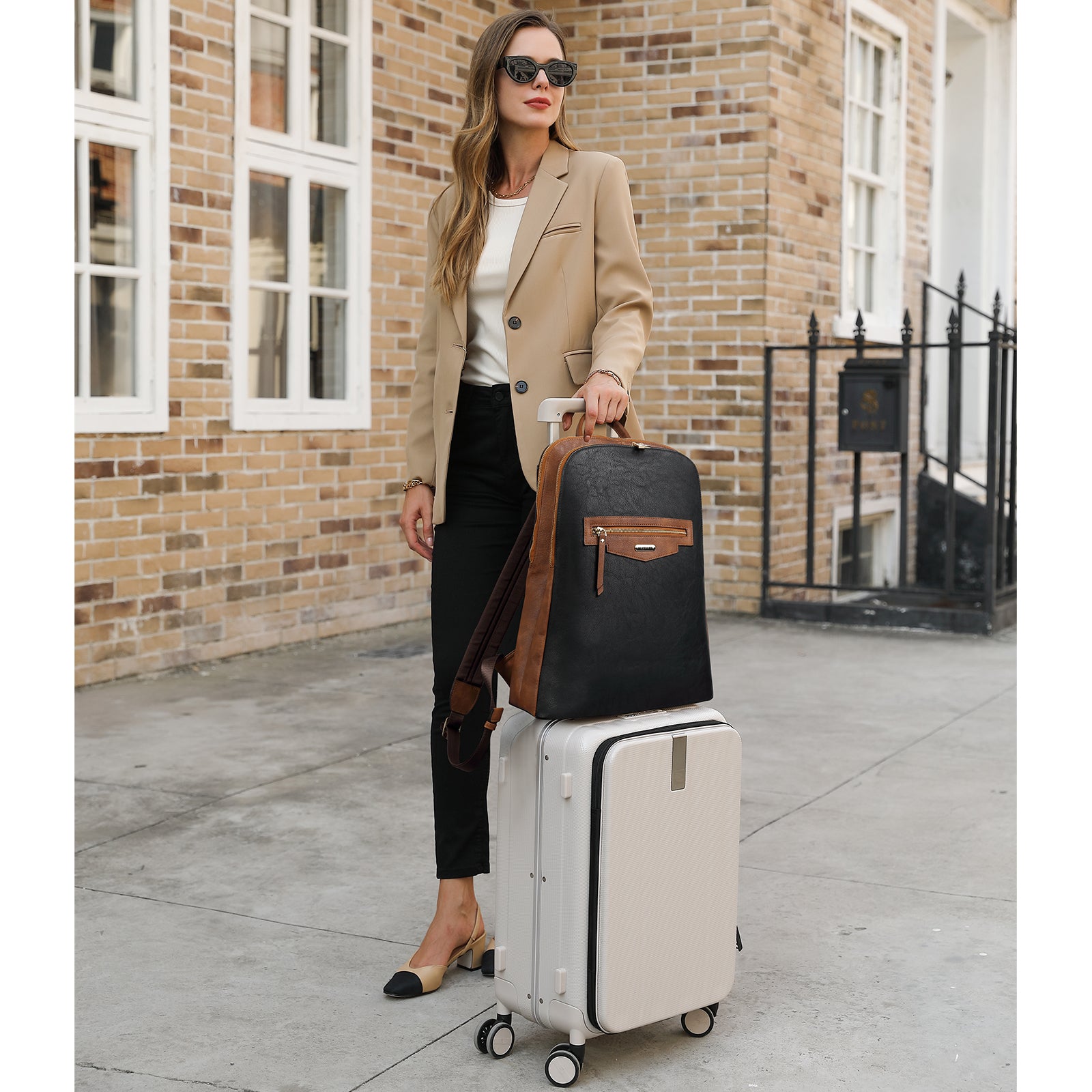 CLUCI Leather Laptop Backpack for Women 15.6 inch Computer Bag Travel Business Daypack