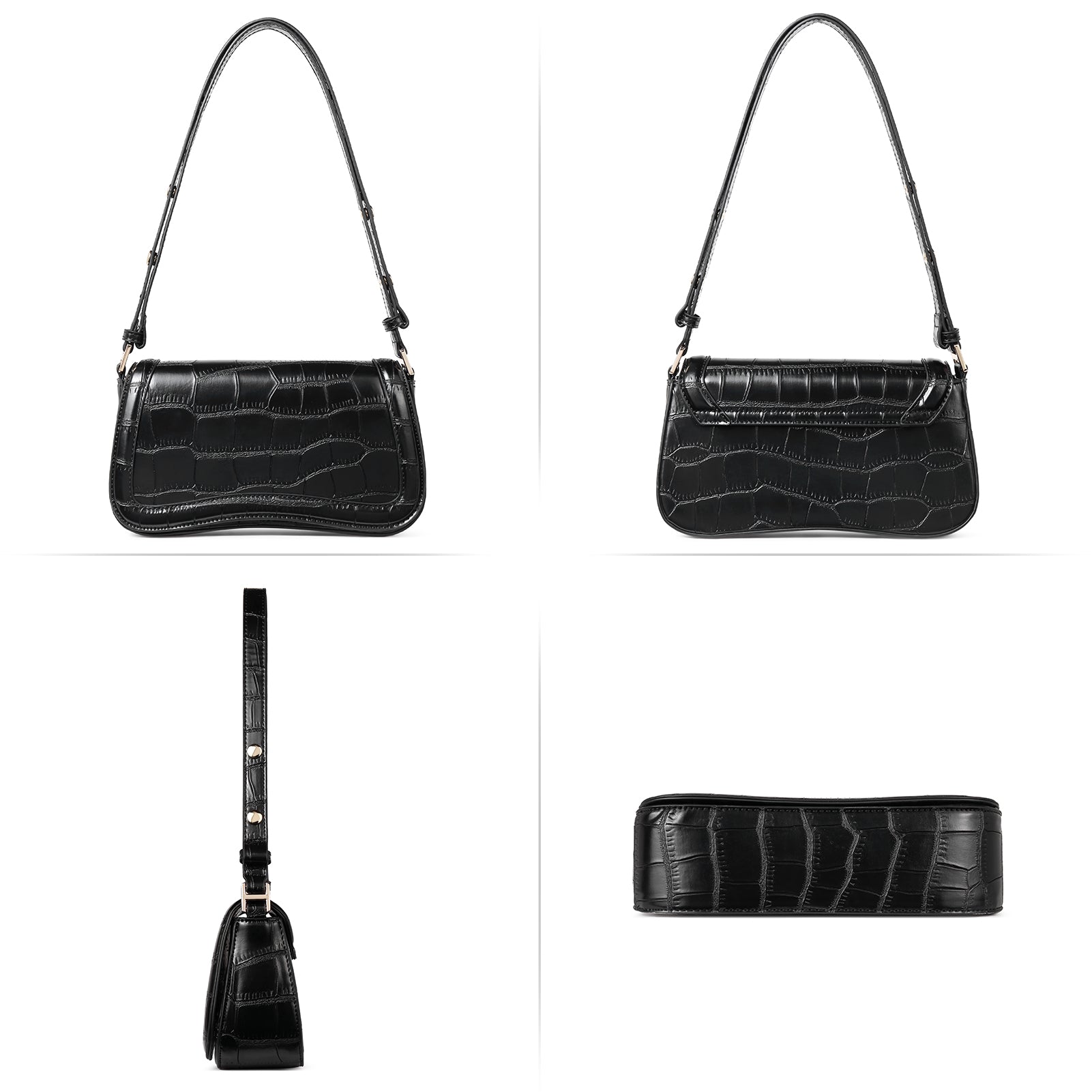 CLUCI Leather Shoulder Baguette Bags for Women