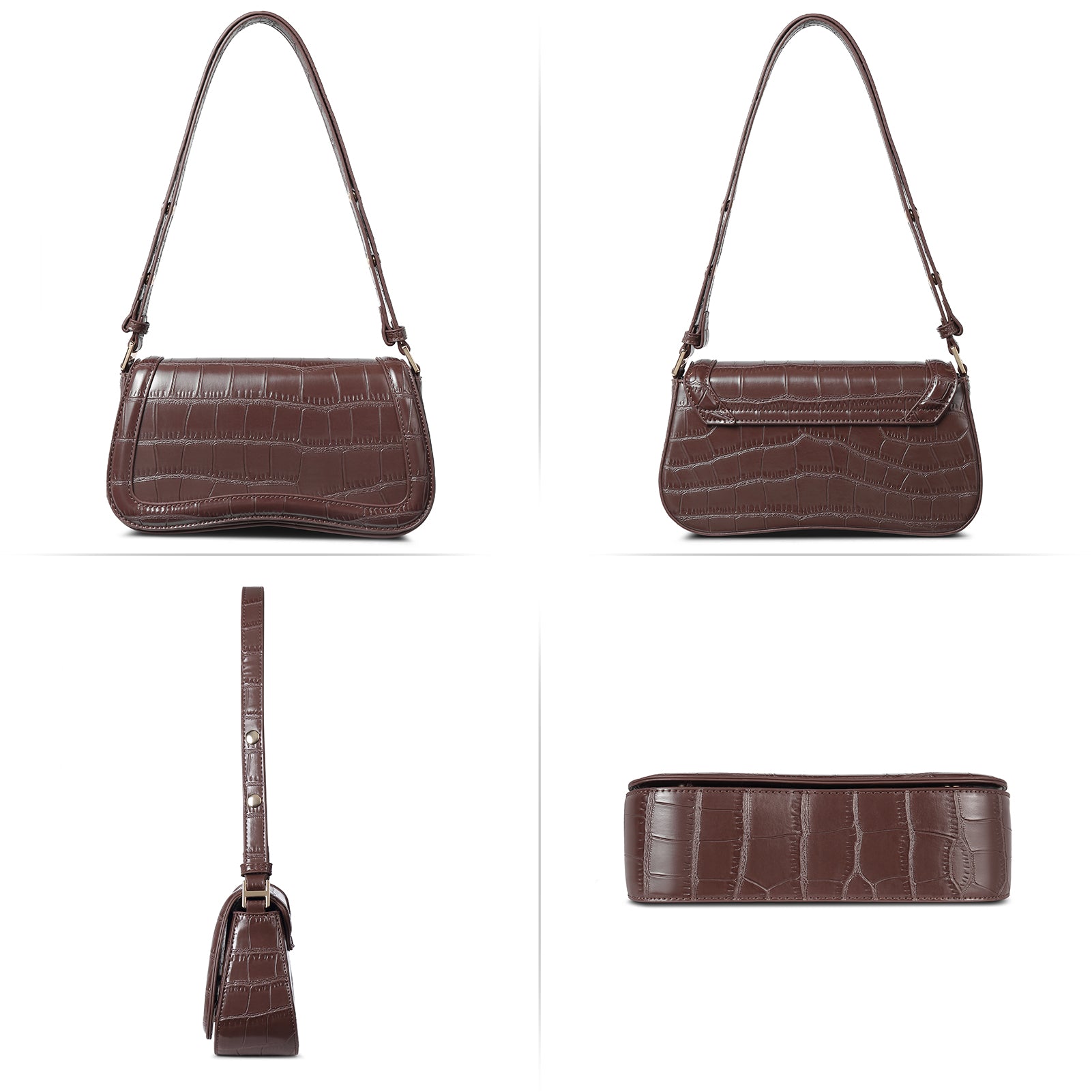 CLUCI Leather Shoulder Baguette Bags for Women