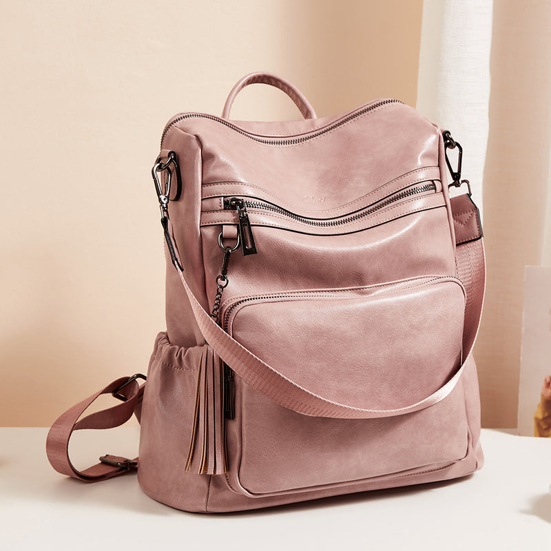Greene Women's Leather Backpack Purse For Commuting | Two-Toned Vintage