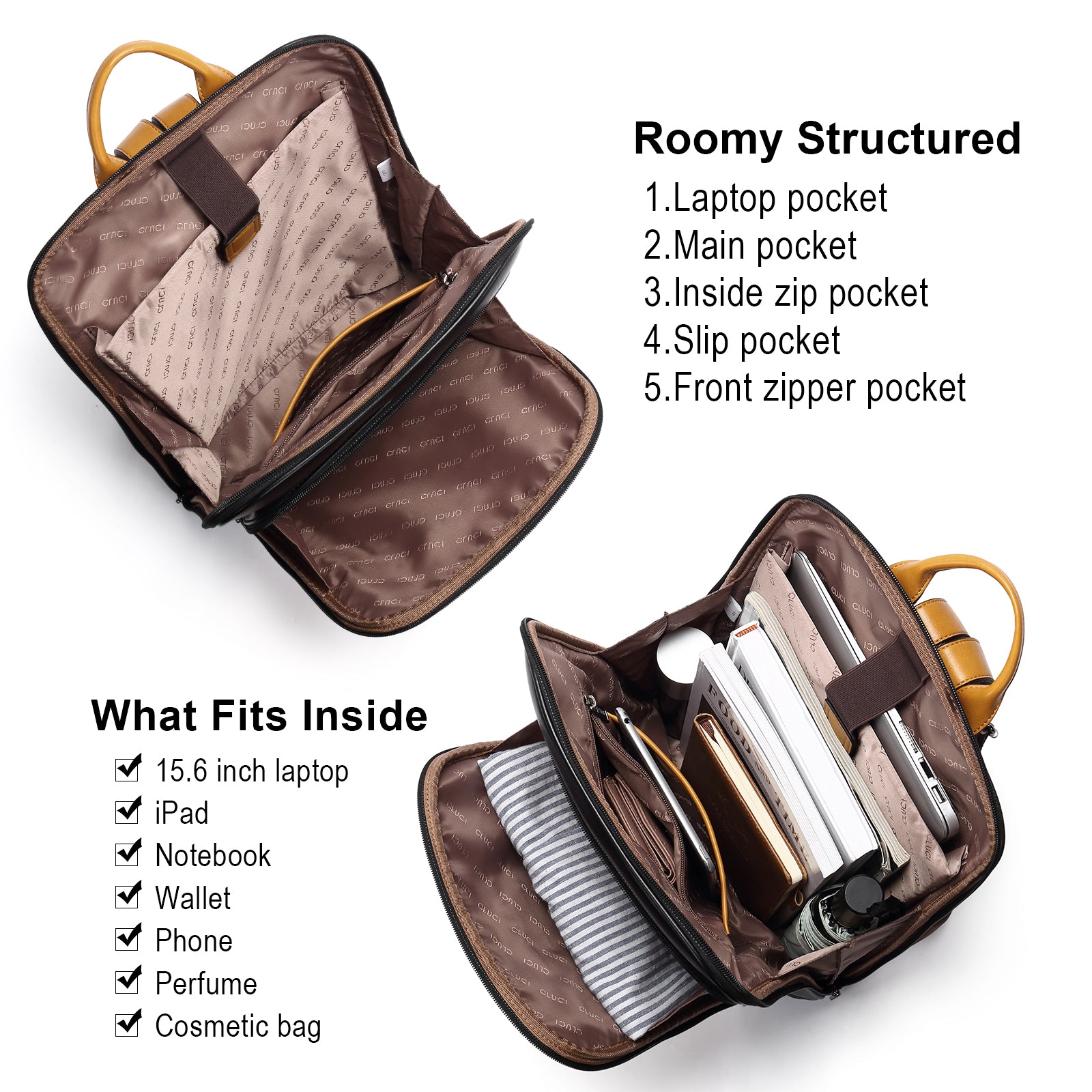 Koch Leather Laptop Backpack For Women With 15.6" Laptop Compartment