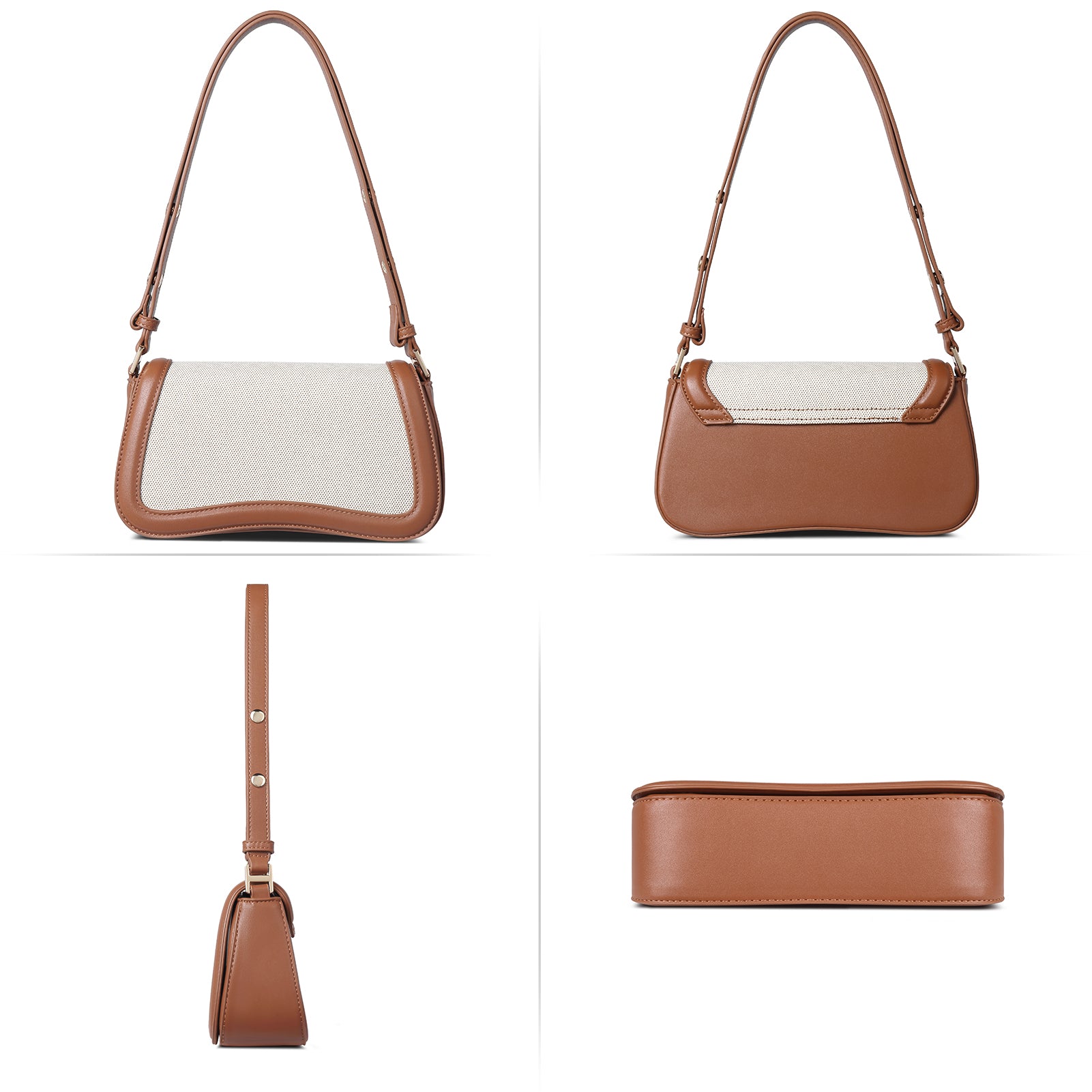 CLUCI Leather Shoulder Baguette Bags for Women
