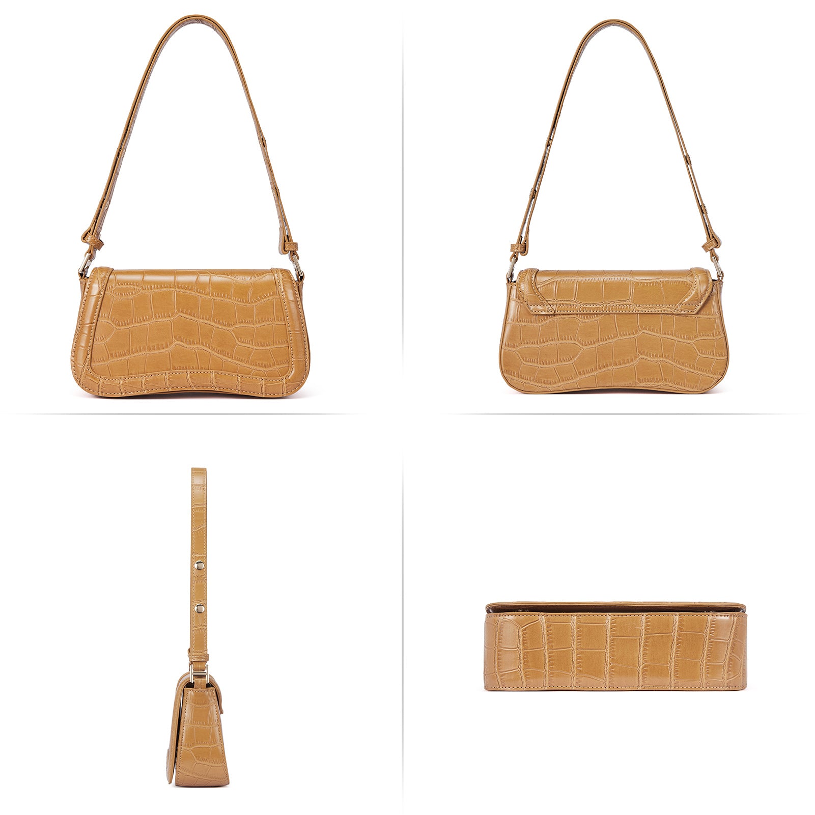 CLUCI Leather Shoulder Baguette Bags for Women