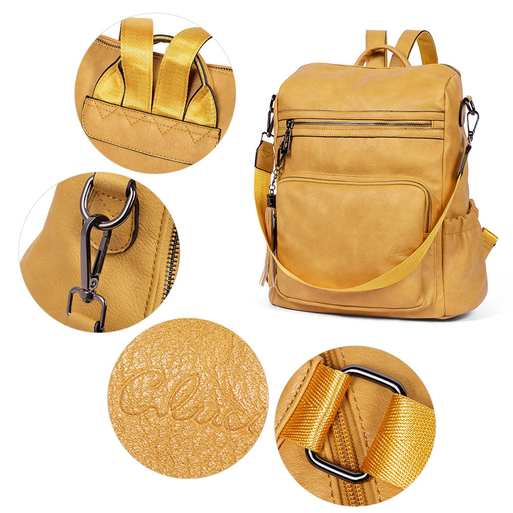 Greene Women's Leather Backpack Purse For Commuting | Two-Toned Vintage