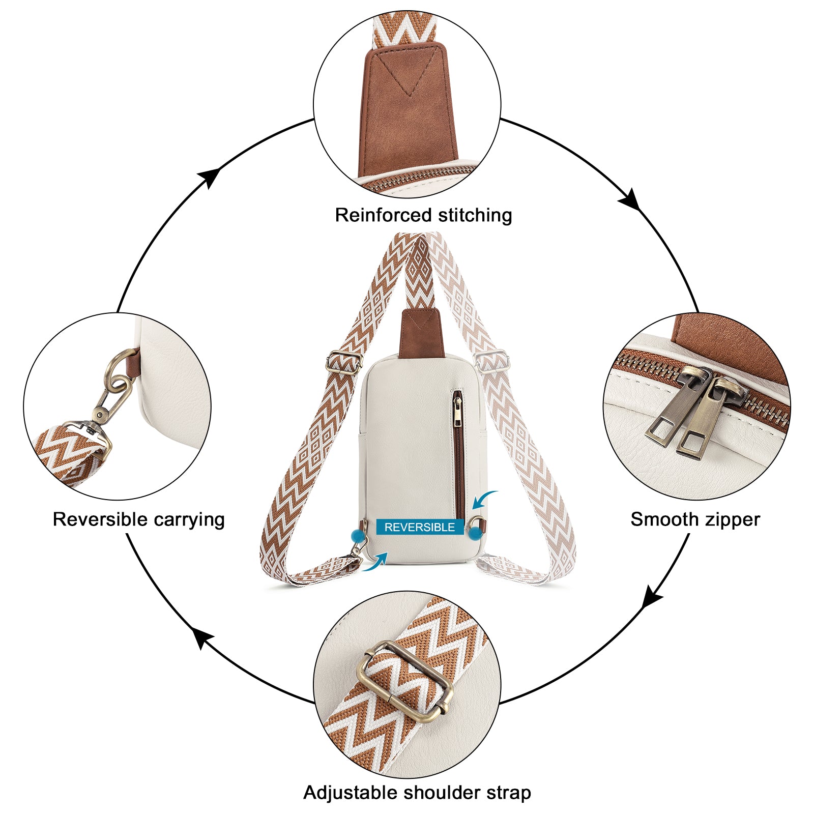 CLUCI Large PU Leather Crossbody Sling Bag for Women Travel Hiking Cycling