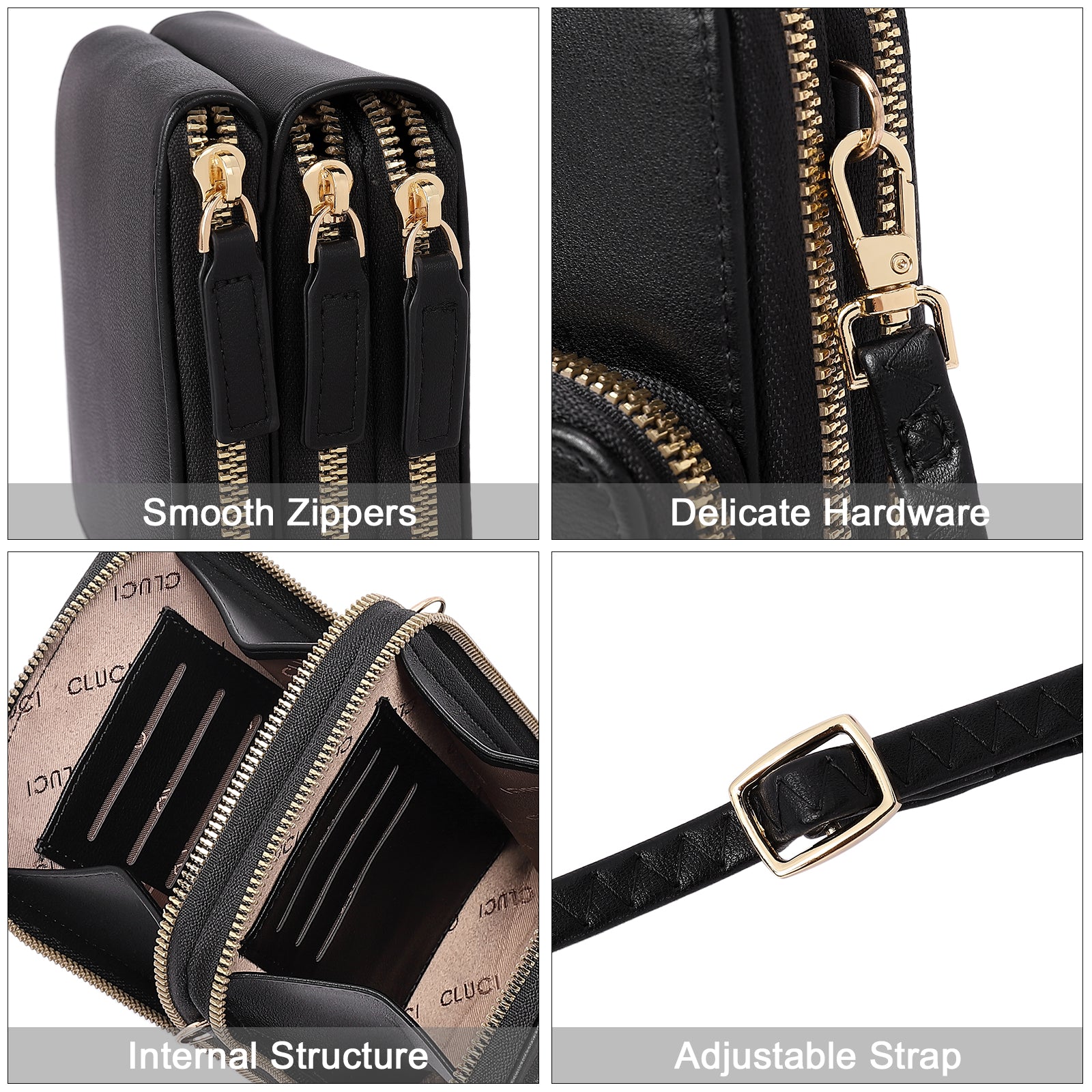 CLUCI Small Crossbody Bag for Women Leather Cellphone Shoulder Purses Fashion Travel Designer Wallet