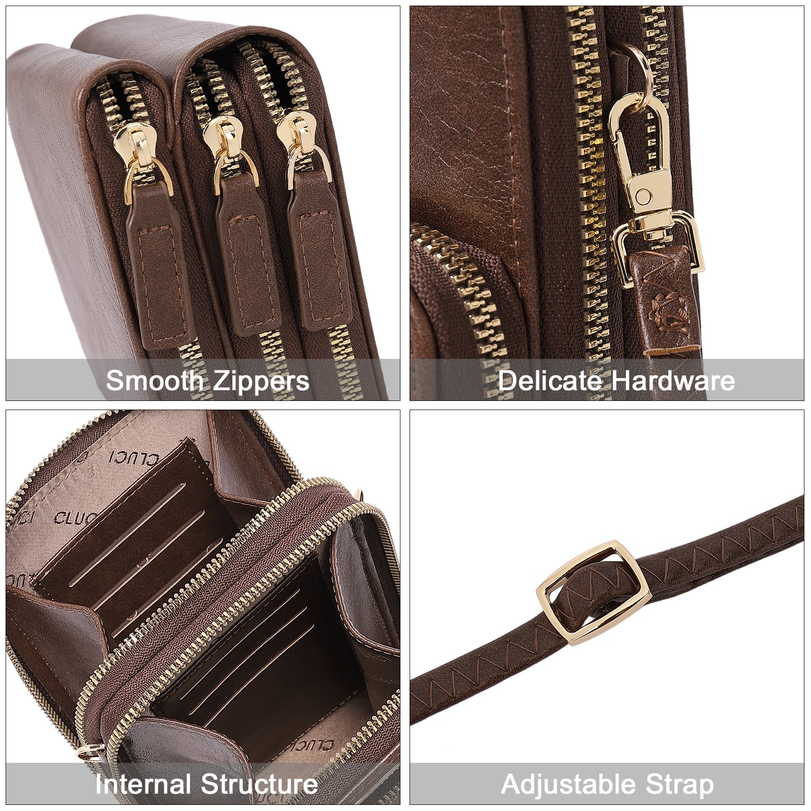 CLUCI Small Crossbody Bag for Women Leather Cellphone Shoulder Purses Fashion Travel Designer Wallet