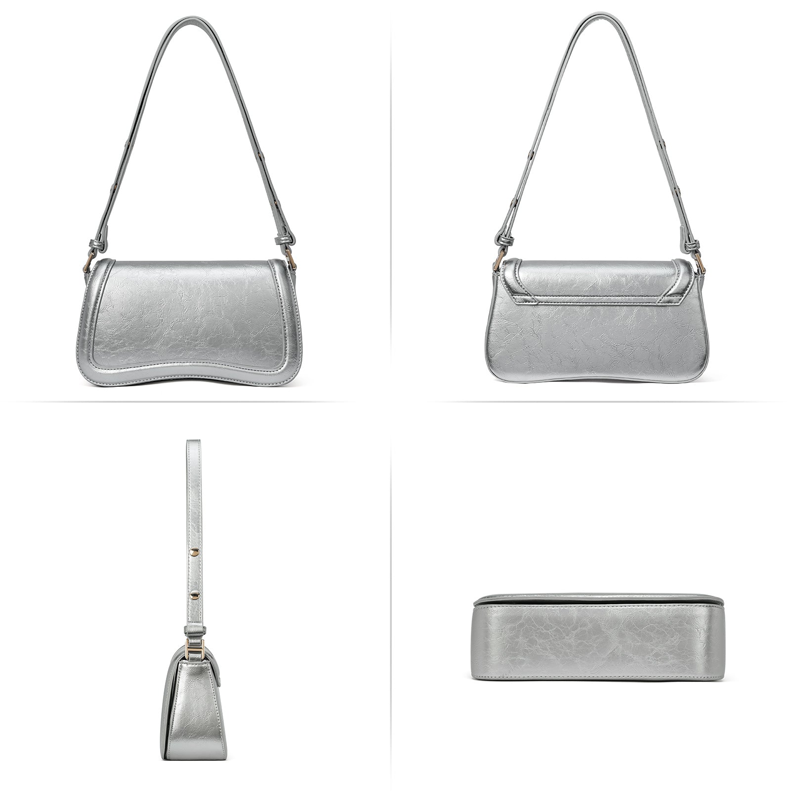 CLUCI Leather Shoulder Baguette Bags for Women