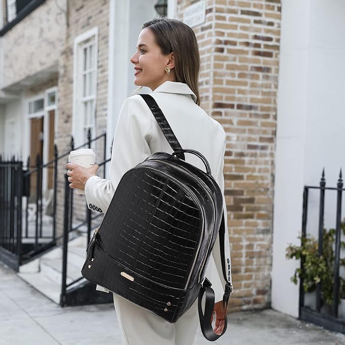 CLUCI Laptop Backpack for Women Leather 15.6 inch Computer Backpack Travel Business Vintage Large College Bag