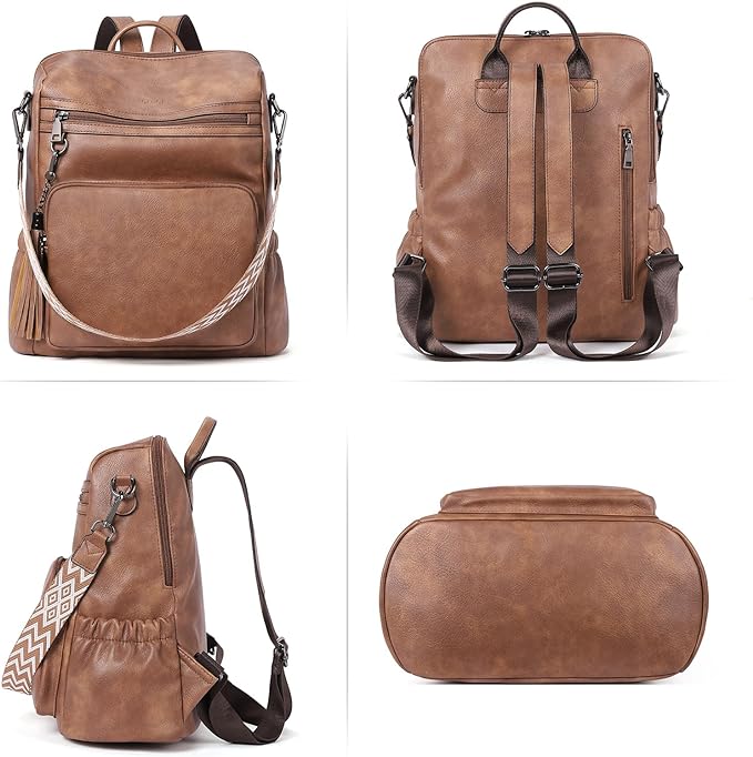 Greene Women's Leather Backpack Purse For Commuting | Two-Toned Vintage