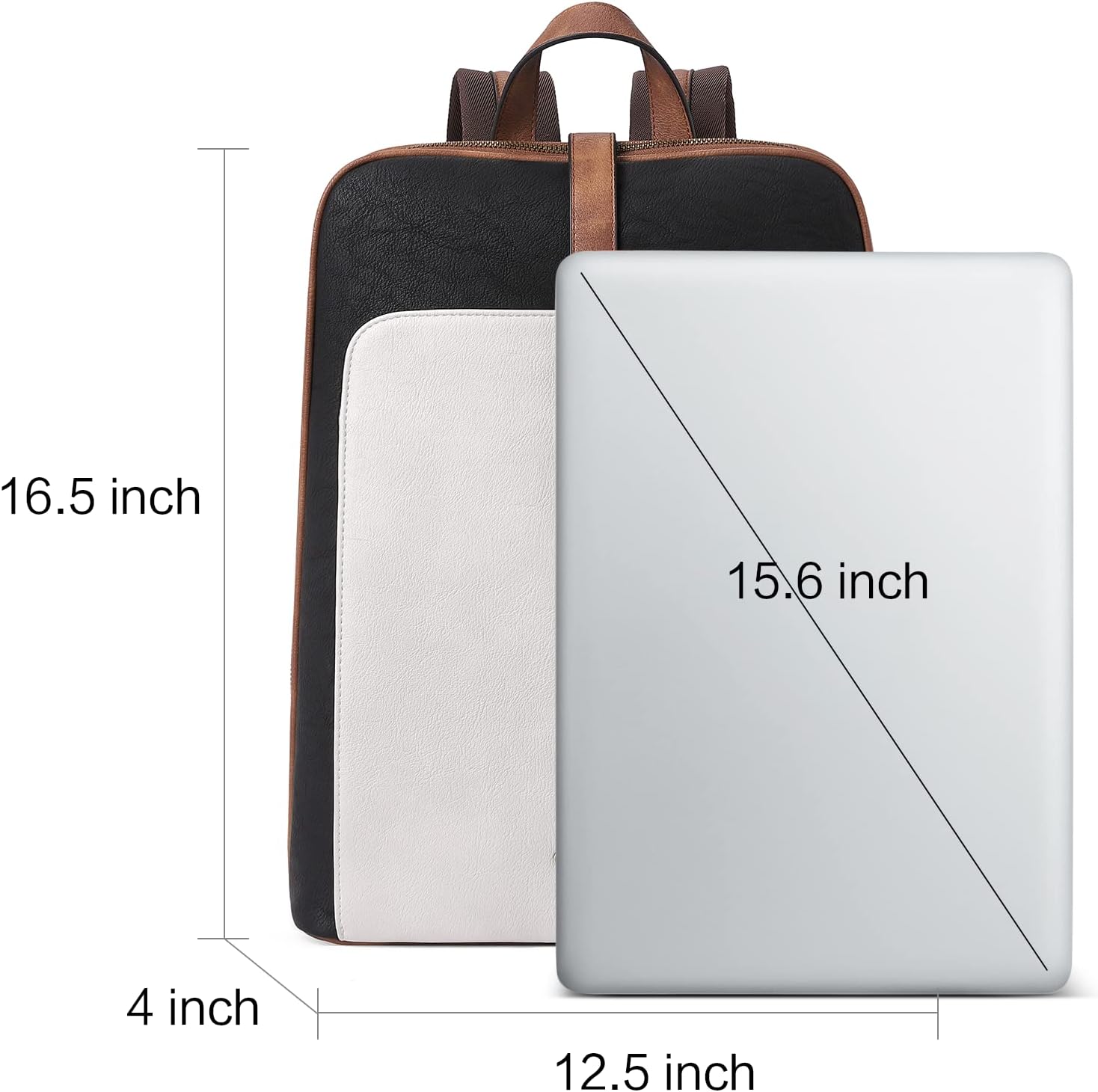 CLUCI Leather 15.6 inch Laptop Backpack Purse for Women Stylish Laptop Bag Work Computer Backpack College Bookbag