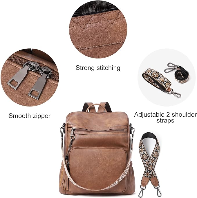 Greene Women's Leather Backpack Purse For Commuting | Two-Toned Vintage