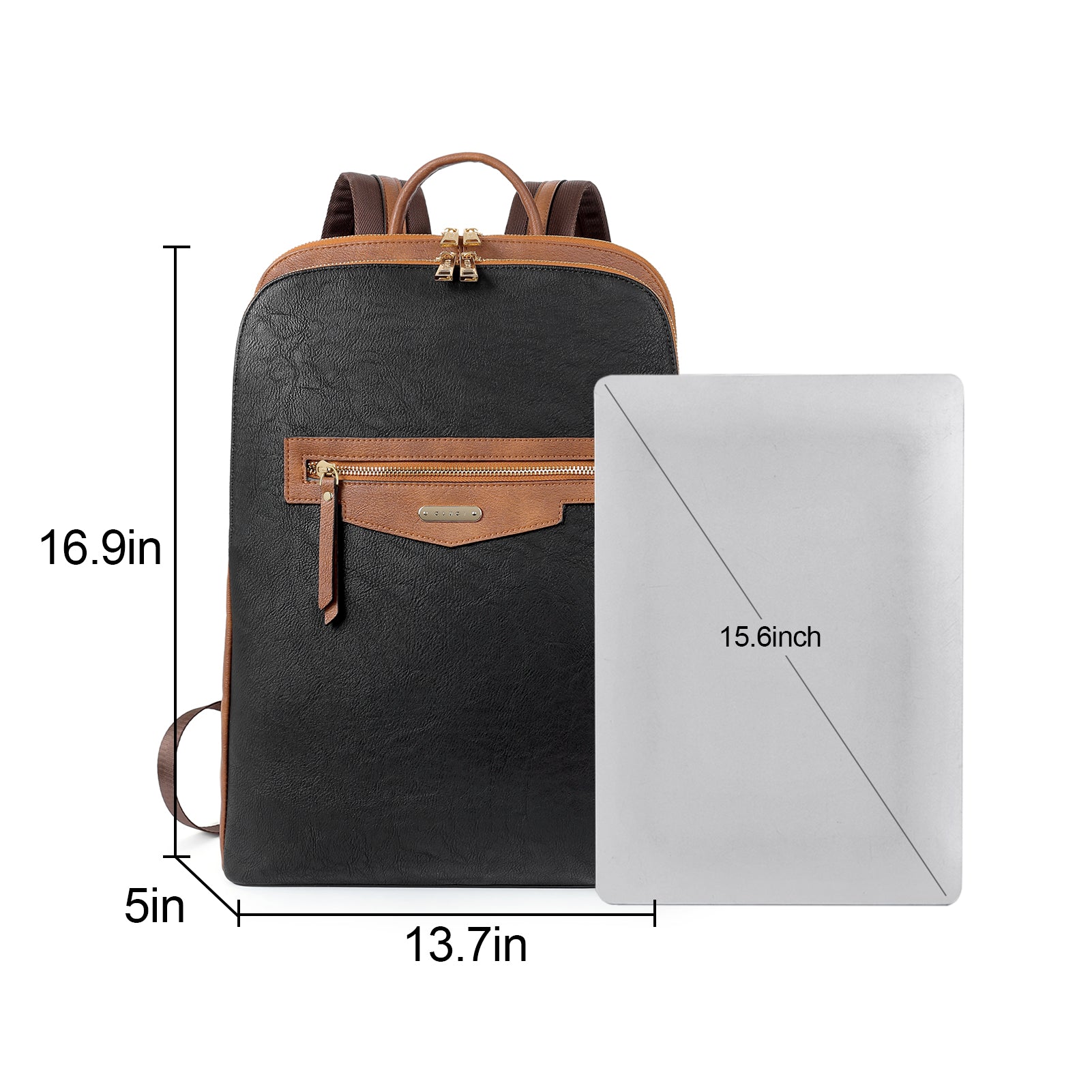 CLUCI Leather Laptop Backpack for Women 15.6 inch Computer Bag Travel Business Daypack