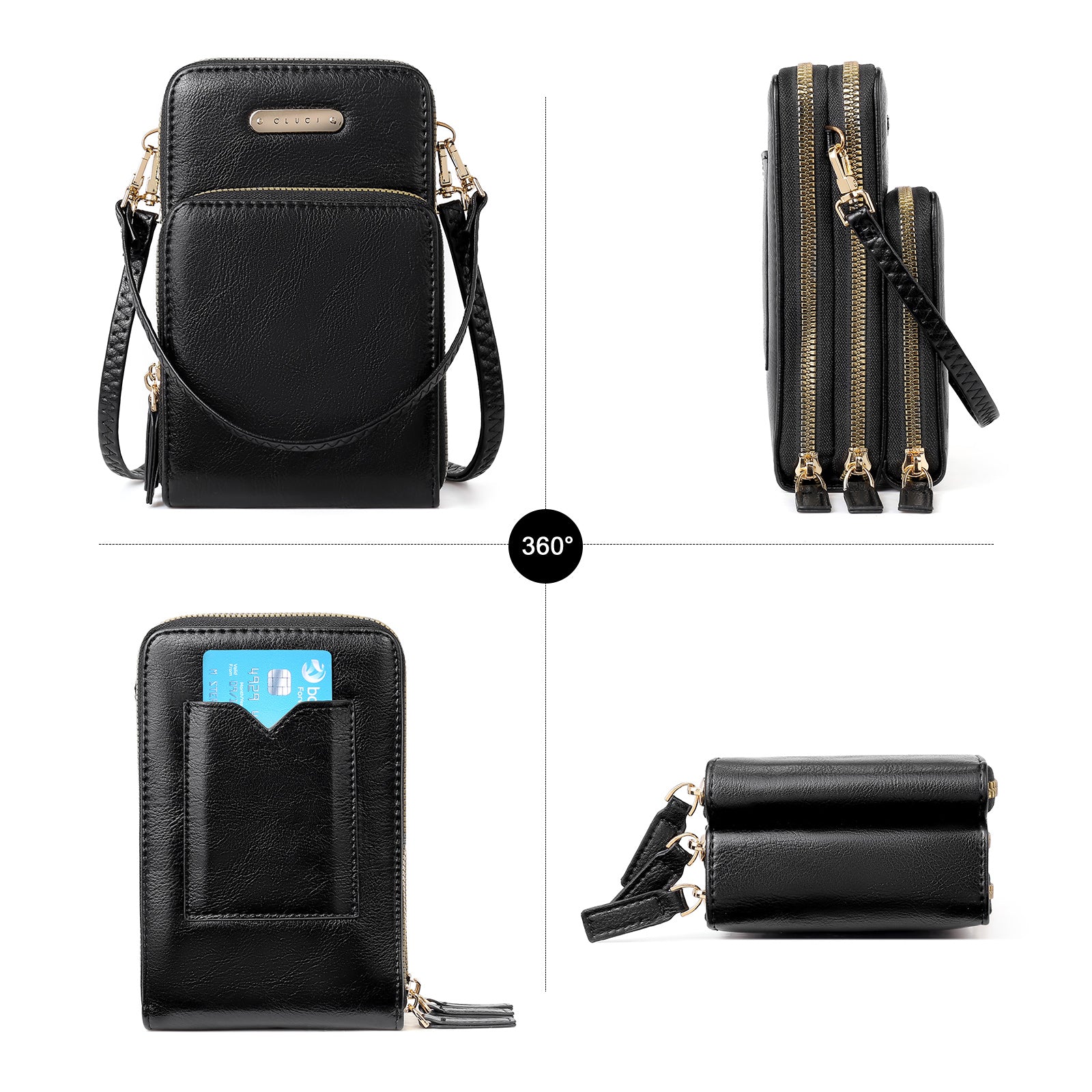 CLUCI Small Crossbody Bag for Women Leather Cellphone Shoulder Purses Fashion Travel Designer Wallet