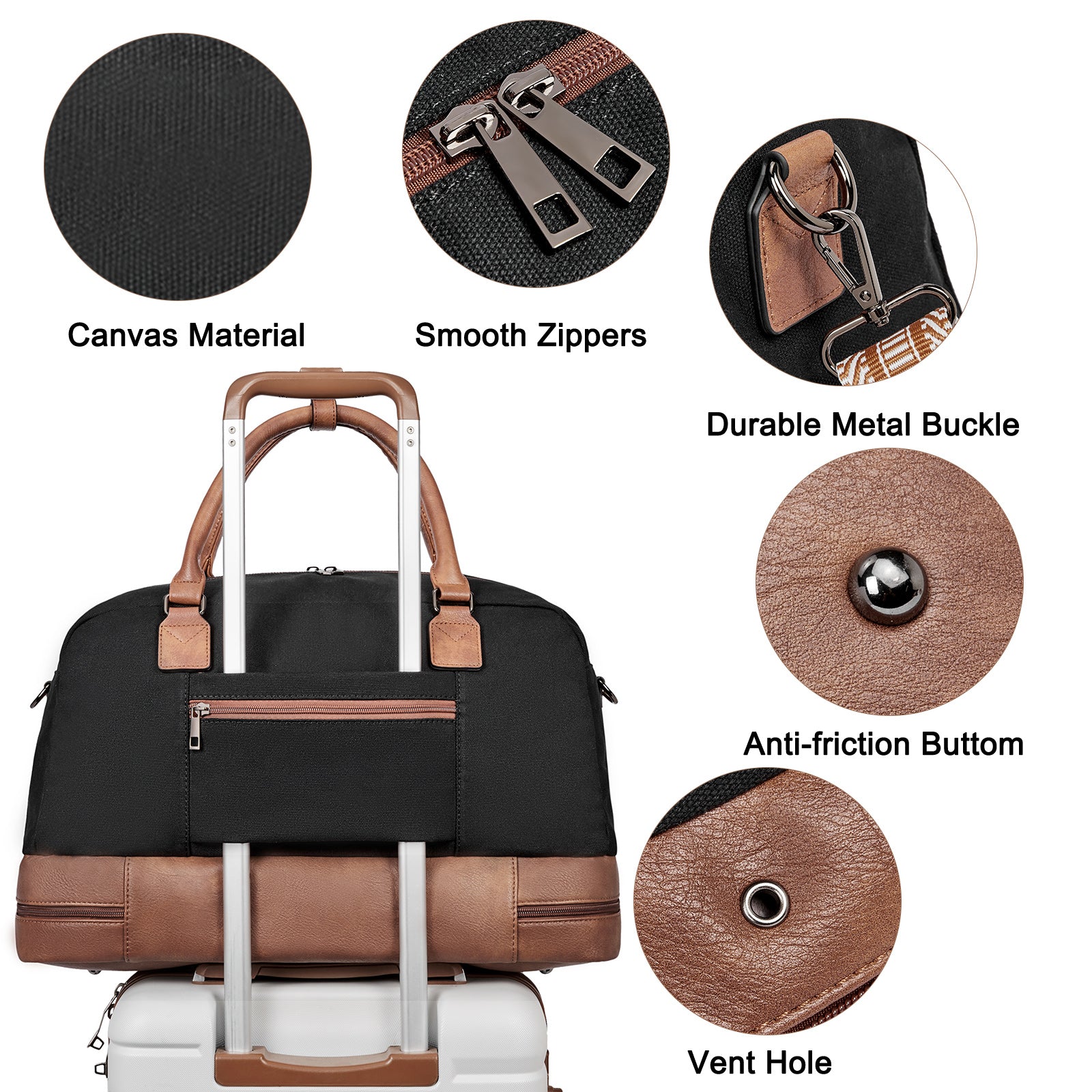 CLUCI Weekender Bag for Women Canvas Large Overnight Travel Duffel