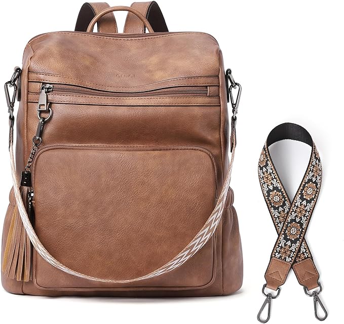 Greene Women's Leather Backpack Purse For Commuting | Two-Toned Vintage