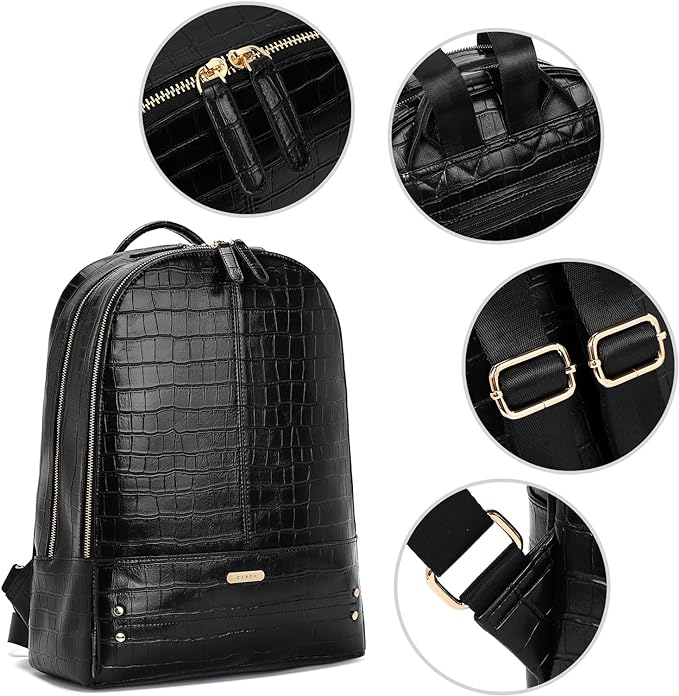 CLUCI Laptop Backpack for Women Leather 15.6 inch Computer Backpack Travel Business Vintage Large College Bag