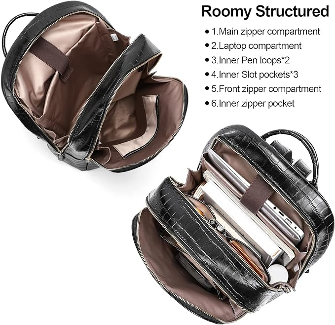 CLUCI Laptop Backpack for Women Leather 15.6 inch Computer Backpack Travel Business Vintage Large College Bag